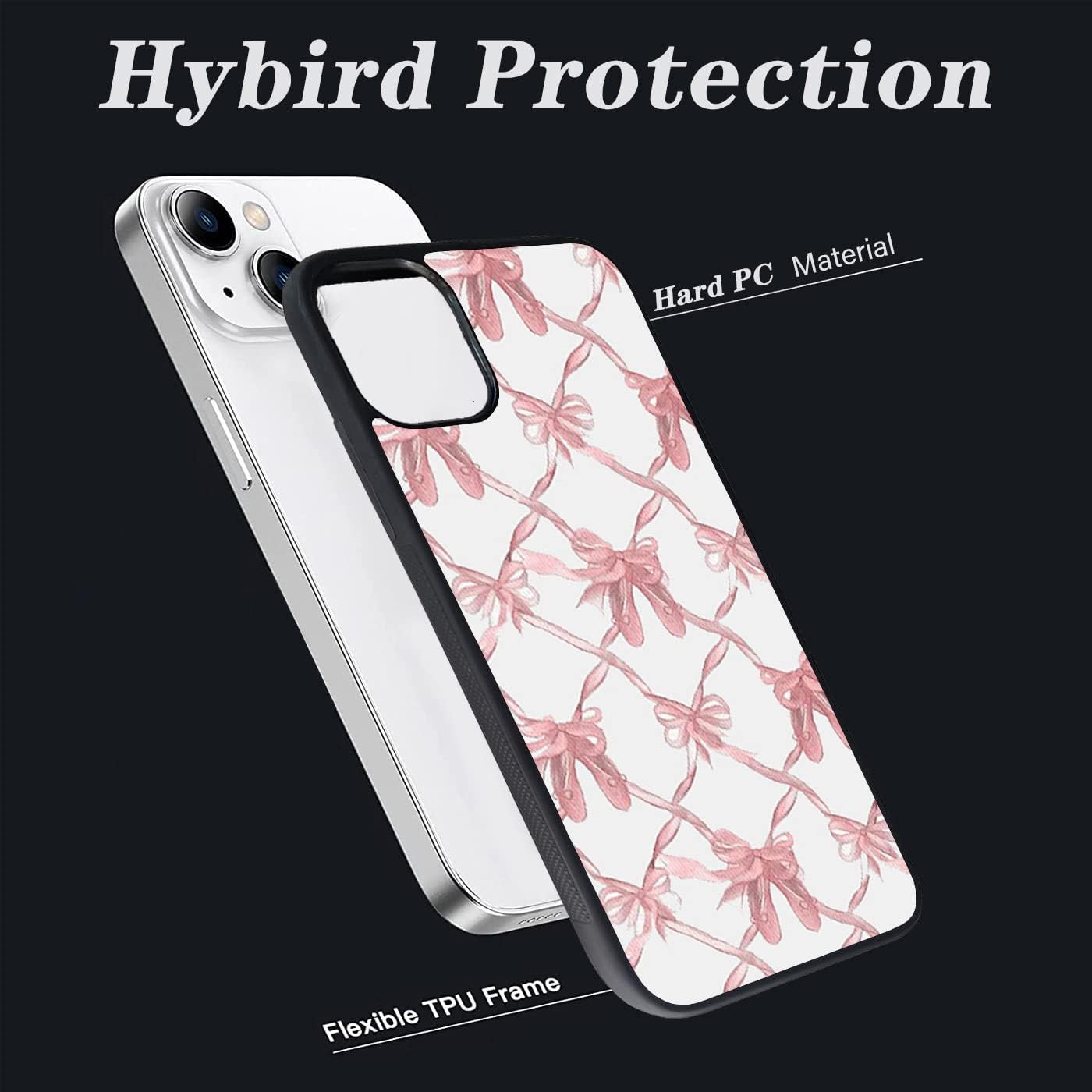 Funda rosa con estampado de pajarita compatible con el iPhone 11, fundas protectoras personalizadas con suave material de TPU para mujeres y niñas (encaje)