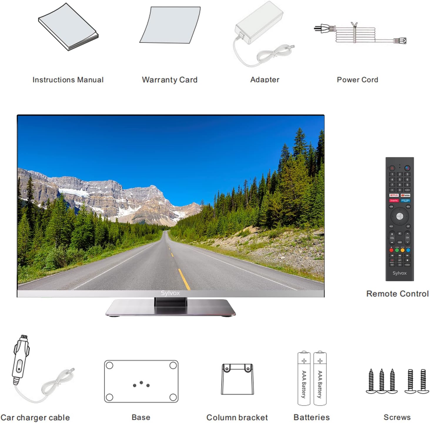 SYLVOX RV TV、RV用24インチ12/24V TV 1080PフルHDスマートTV、内蔵APPストア、WiFi Bluetooth対応、車、自宅、キャンピングカー、トラック、ボート用小型Android TV(リムジンシリーズ、2023)