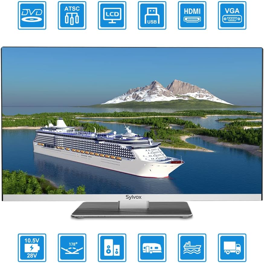 SYLVOX RV TV、RV用24インチ12/24V TV 1080PフルHDスマートTV、内蔵APPストア、WiFi Bluetooth対応、車、自宅、キャンピングカー、トラック、ボート用小型Android TV(リムジンシリーズ、2023)