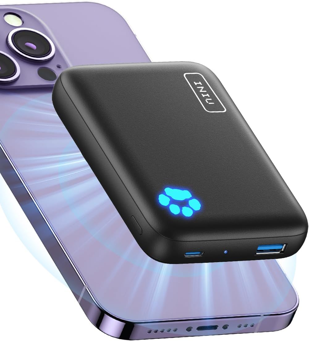 INIU per caricabatterie portatile Magsafe, piccolo power bank magnetico PD da 10000 mAh 20 W, caricabatterie wireless USB C InOut, solo per iPhone 16/16 Plus/16 Pro/16 Pro Max, iPhone serie 15/14/13/12