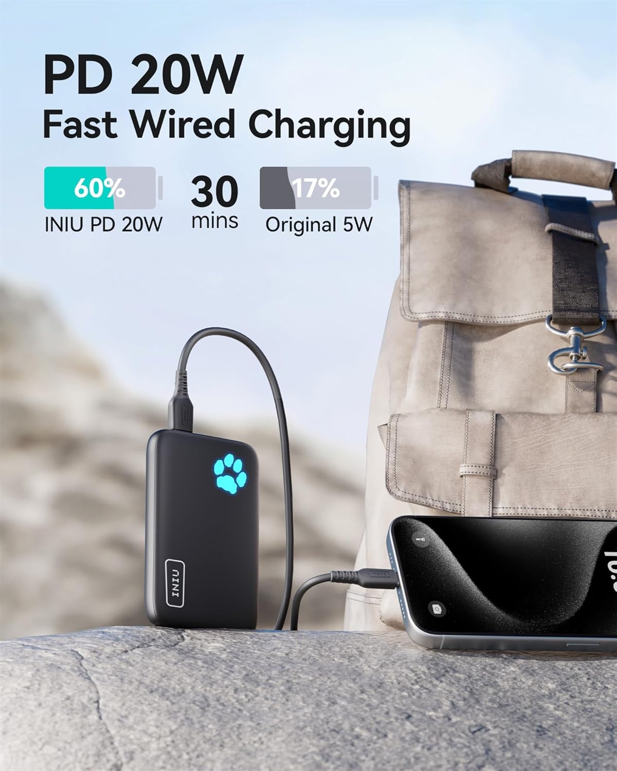 INIU per caricabatterie portatile Magsafe, piccolo power bank magnetico PD da 10000 mAh 20 W, caricabatterie wireless USB C InOut, solo per iPhone 16/16 Plus/16 Pro/16 Pro Max, iPhone serie 15/14/13/12