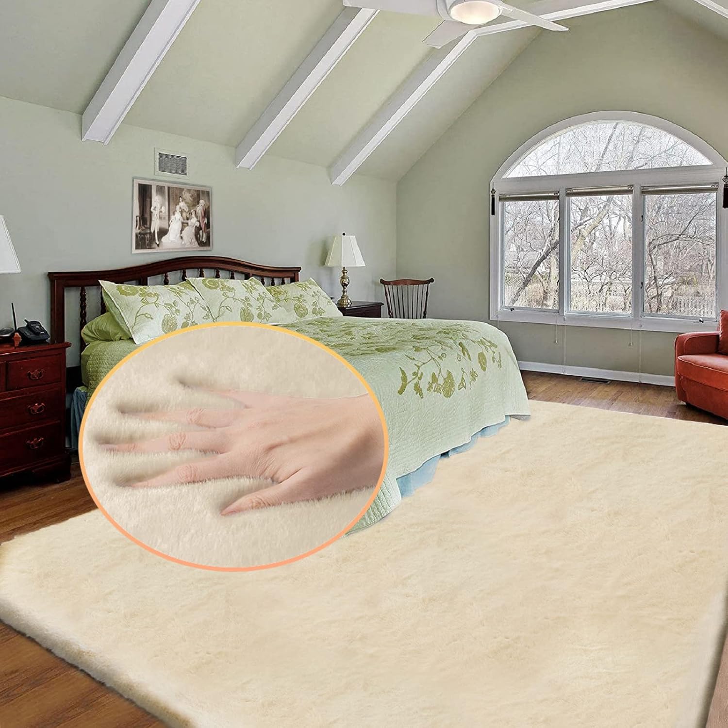 Light Brown Beige Plush Shag Area Rugs 8x10 Rugs for Living Room Boho Fluffy Large Rabbit Fuzzy Fur Rug for Bedroom · v6