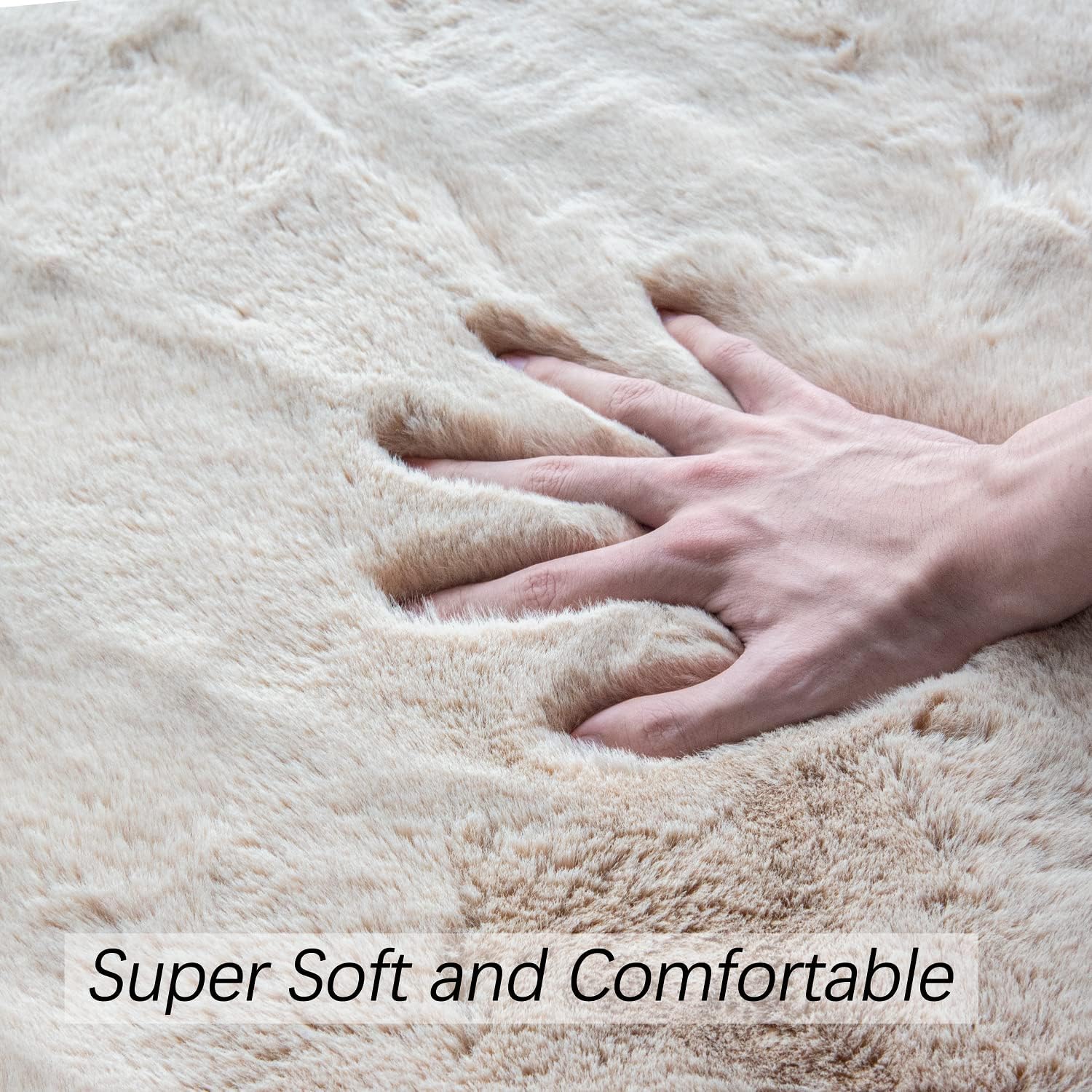Light Brown Beige Plush Shag Area Rugs 8x10 Rugs for Living Room Boho Fluffy Large Rabbit Fuzzy Fur Rug for Bedroom · v6