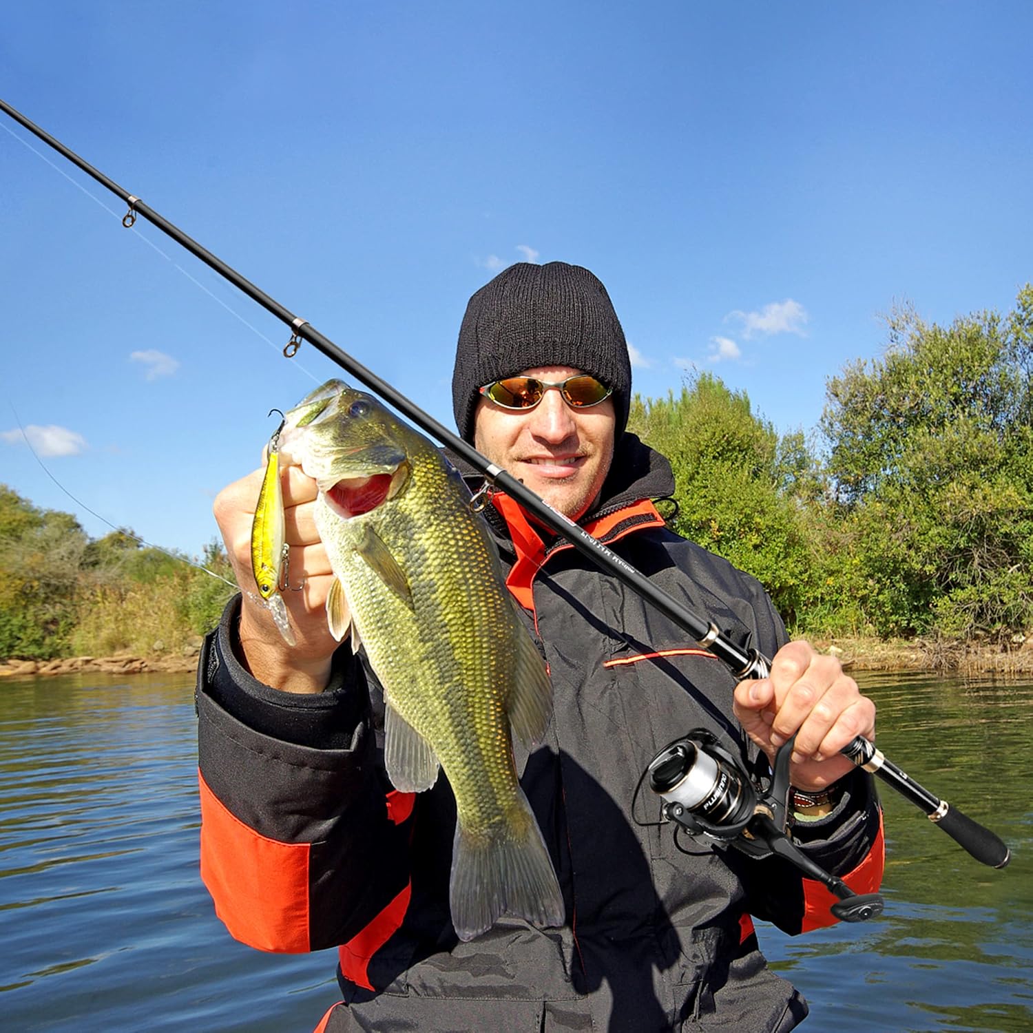 Canna da pesca PLUSINNO, combinazione canna da pesca e mulinello, kit canna da pesca telescopica con mulinello rotante, canna da pesca portatile pieghevole con borsa da trasporto per pesca in acqua dolce Regali per uomini e donne