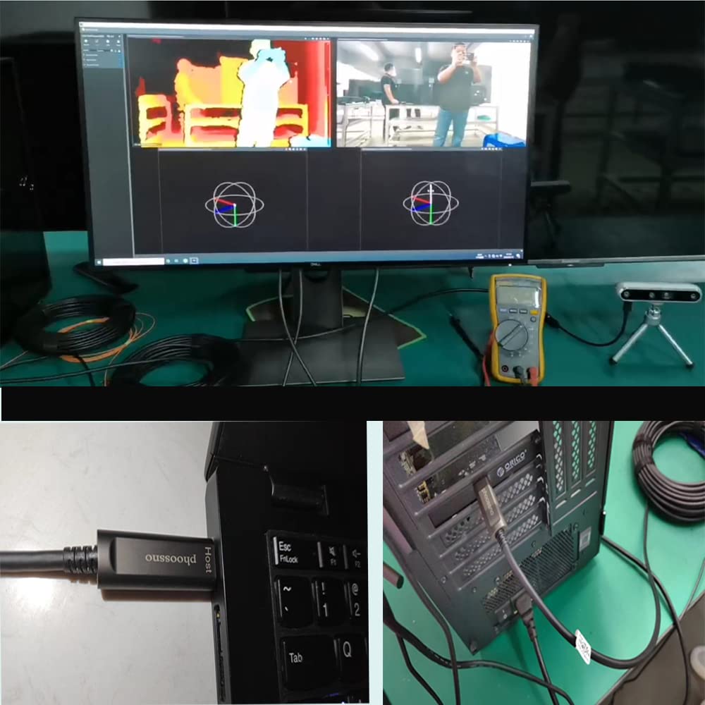 phoossno USB C - C Fiber Optik Kablo USB 3.1 Tip C Kablo 10Gbps 65FT Microsoft Azure ile uyumlu Logitech Kamera Aver Vaddio amp; Barco ClickShare Dokunmatik Ekran Kinect Intel RealSense