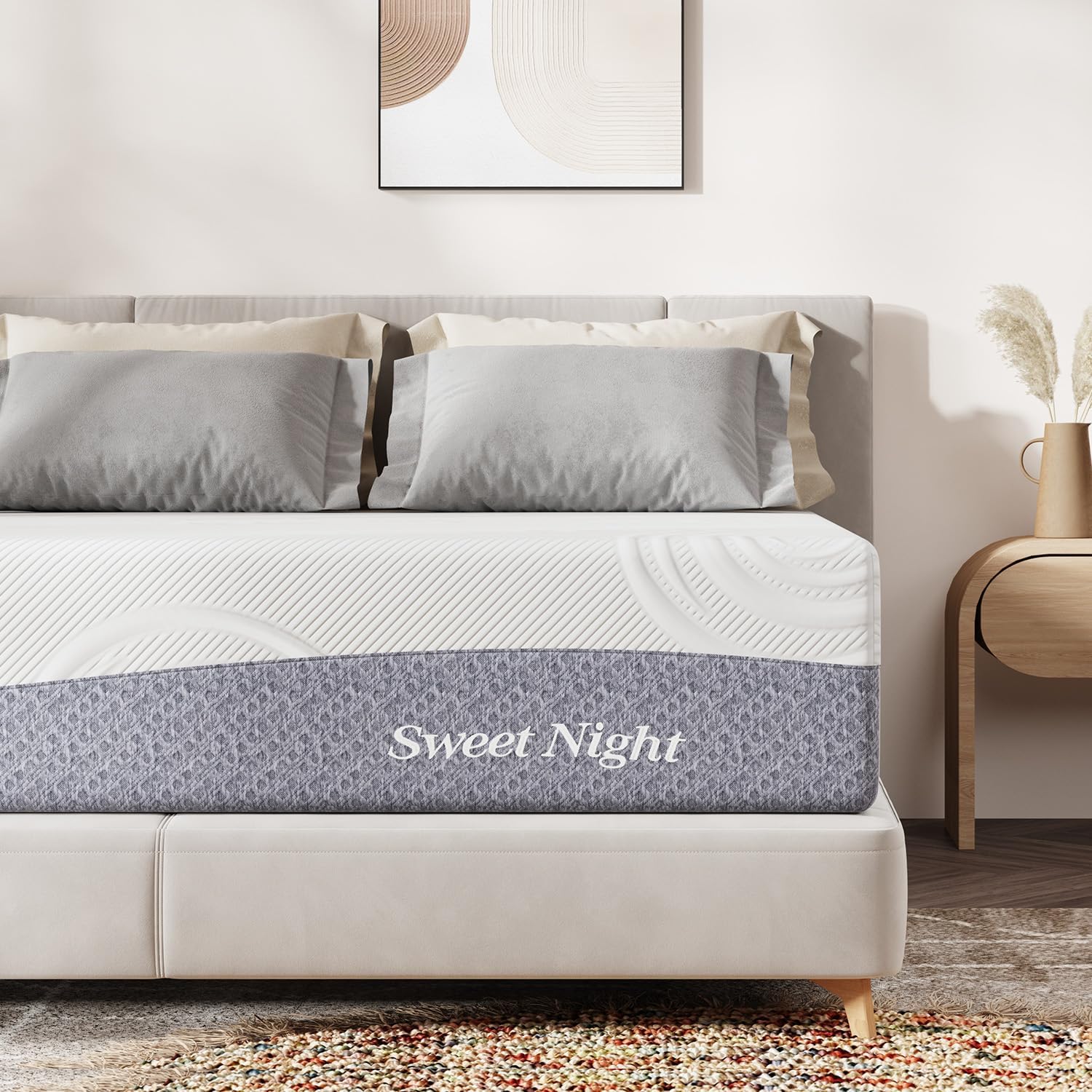Sweetnight California King Mattress, 12 Inch Cooling Gel Memory Foam Mattress for Comfy Sleep  Pressure Relief, Plush Foam Mattress with Motion Isolation, Mattress in a Box, Luna, Gray White · v2