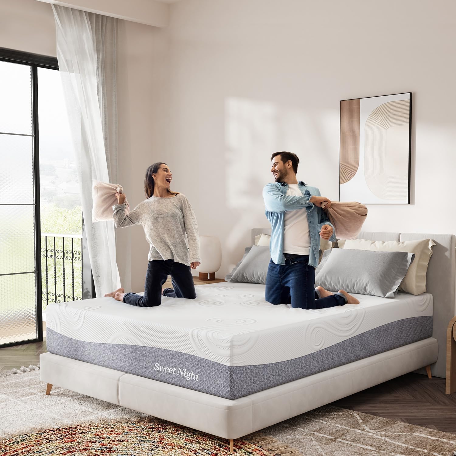 Sweetnight California King Mattress, 12 Inch Cooling Gel Memory Foam Mattress for Comfy Sleep  Pressure Relief, Plush Foam Mattress with Motion Isolation, Mattress in a Box, Luna, Gray White · v2