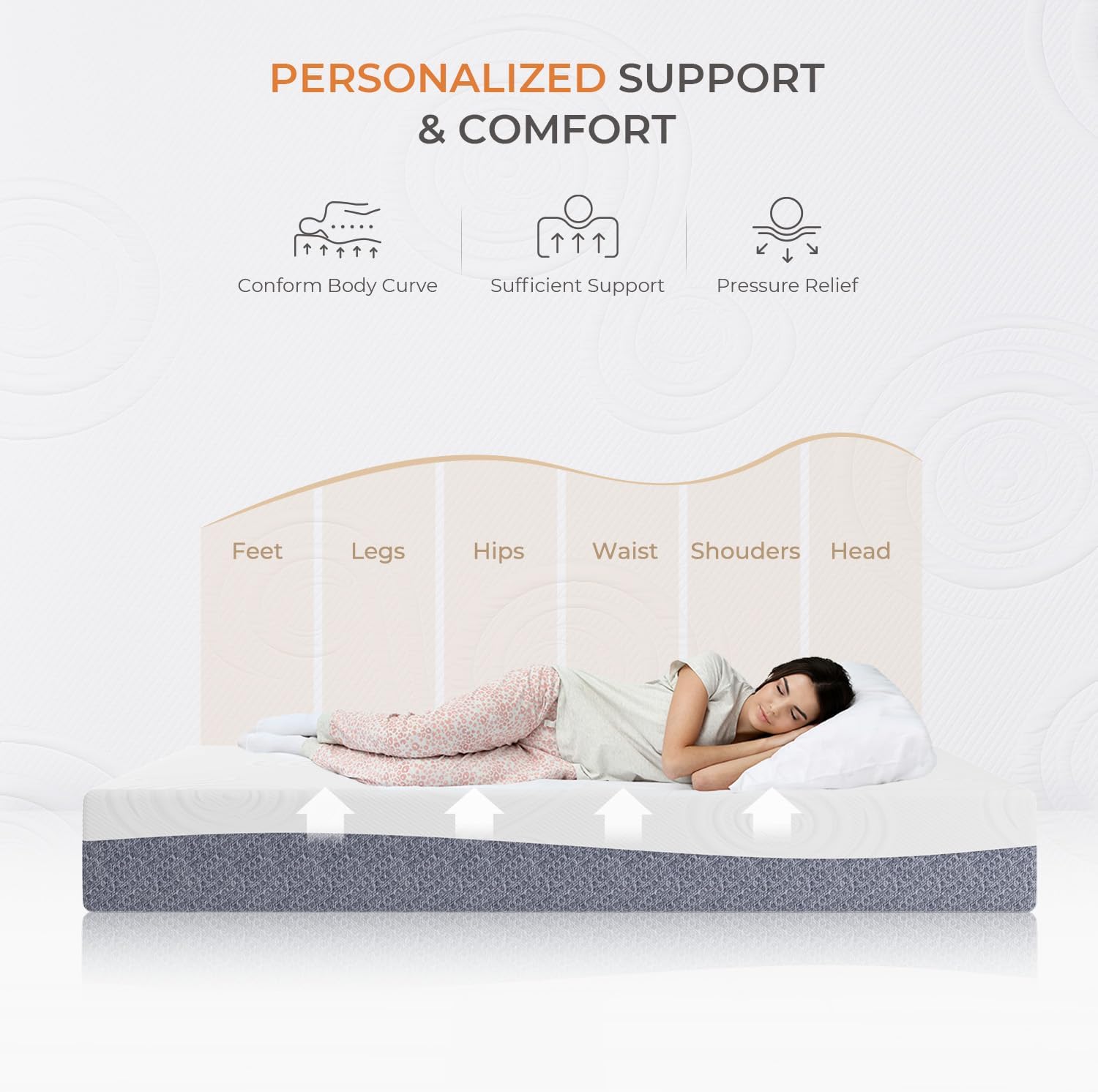 Sweetnight California King Mattress, 12 Inch Cooling Gel Memory Foam Mattress for Comfy Sleep  Pressure Relief, Plush Foam Mattress with Motion Isolation, Mattress in a Box, Luna, Gray White · v2