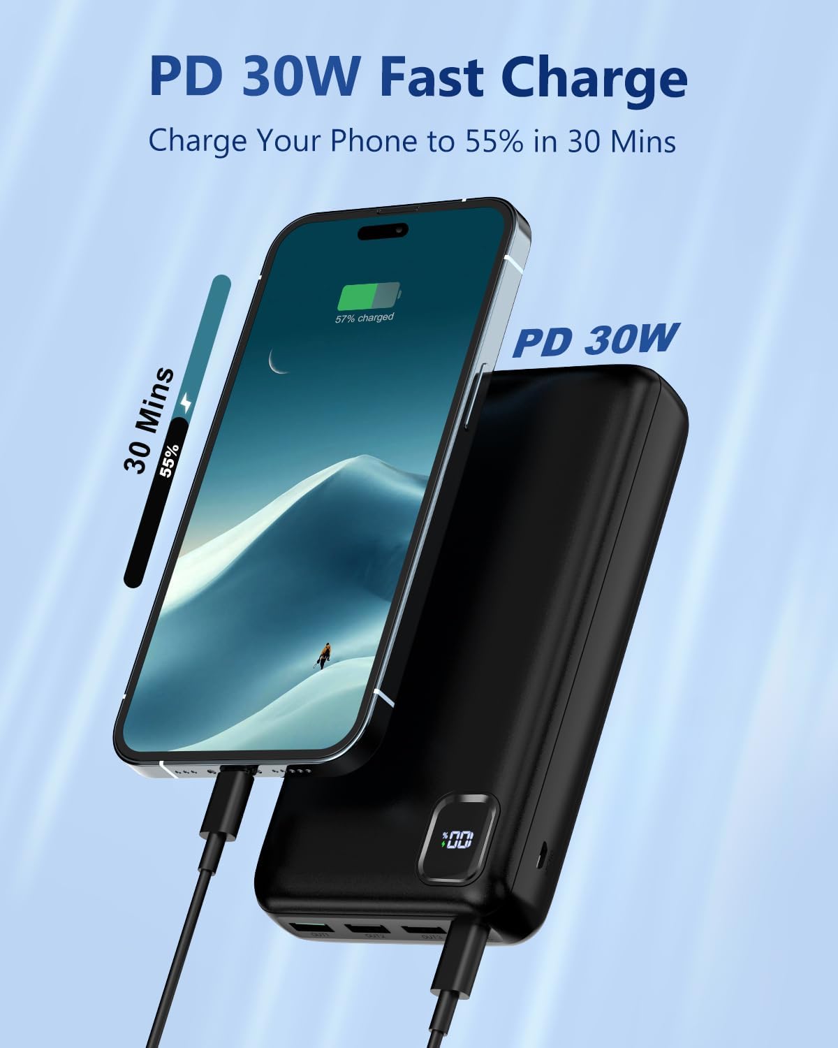Portable-Charger-Power-Bank - 50000mAh Powerbank PD 30W and QC 4.0 Fast Charging External Battery Pack with USB-C LED 4 Outputs  2 Inputs Portable Charging for iPhone 15 14 13 pro, Samsung · v2
