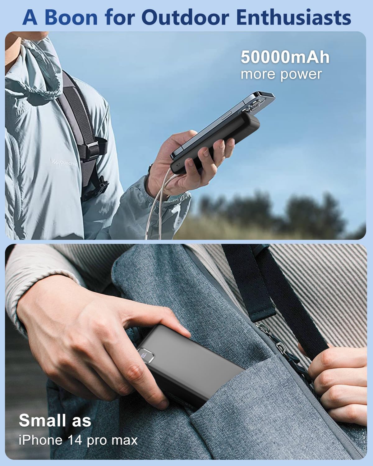Portable-Charger-Power-Bank - 50000mAh Powerbank PD 30W and QC 4.0 Fast Charging External Battery Pack with USB-C LED 4 Outputs  2 Inputs Portable Charging for iPhone 15 14 13 pro, Samsung · v2
