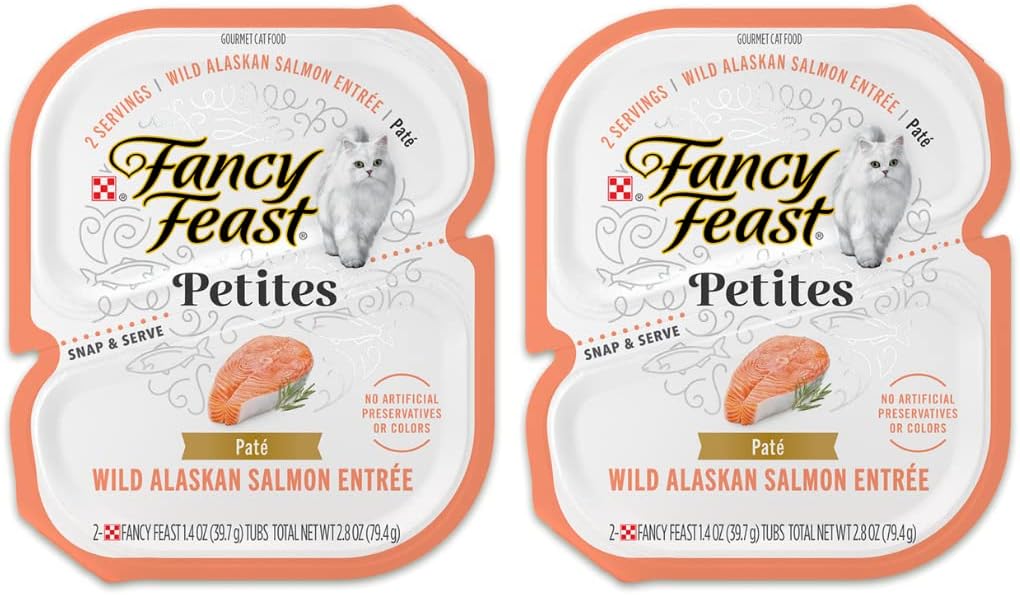 Fancy Feast Wet Cat Food Variety Pack | Fancy Feast Petites Pate and Cuts in Gravy Salmon, Chicken, Whitefish, Tuna, Salmon (24 Servings / 12 Packs) Bundled with Spring and Mice Toy · v6