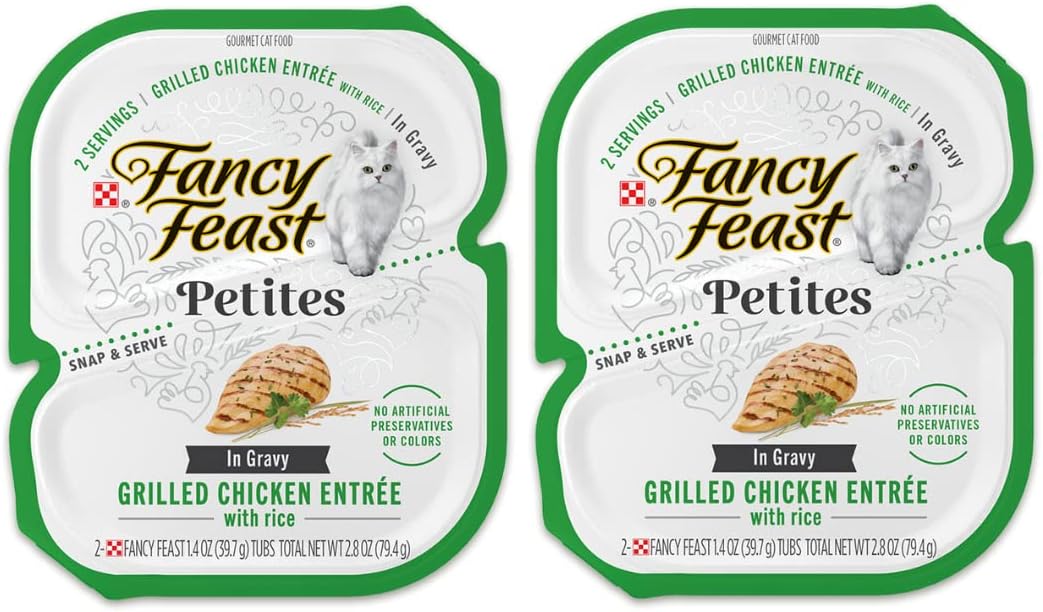 Fancy Feast Wet Cat Food Variety Pack | Fancy Feast Petites Pate and Cuts in Gravy Salmon, Chicken, Whitefish, Tuna, Salmon (24 Servings / 12 Packs) Bundled with Spring and Mice Toy · v6