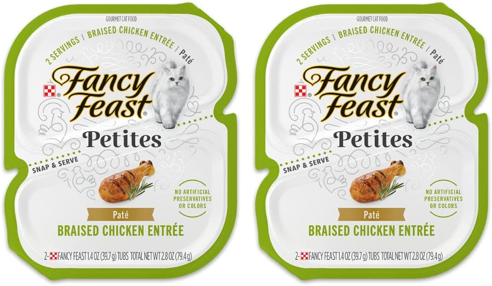 Fancy Feast Wet Cat Food Variety Pack | Fancy Feast Petites Pate and Cuts in Gravy Salmon, Chicken, Whitefish, Tuna, Salmon (24 Servings / 12 Packs) Bundled with Spring and Mice Toy · v6