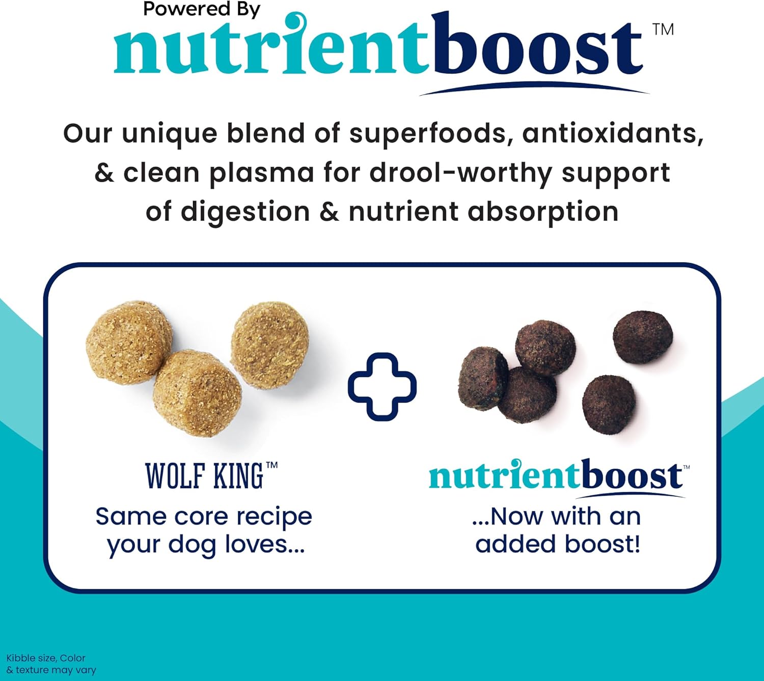 Thức ăn cho chó giống lớn Solid Gold Nutrientboost Wolf King - Thức ăn khô nguyên hạt cho chó dạng viên làm từ thịt bò rừng thật, gạo lứt, khoai lang - Omega 3, Superfood