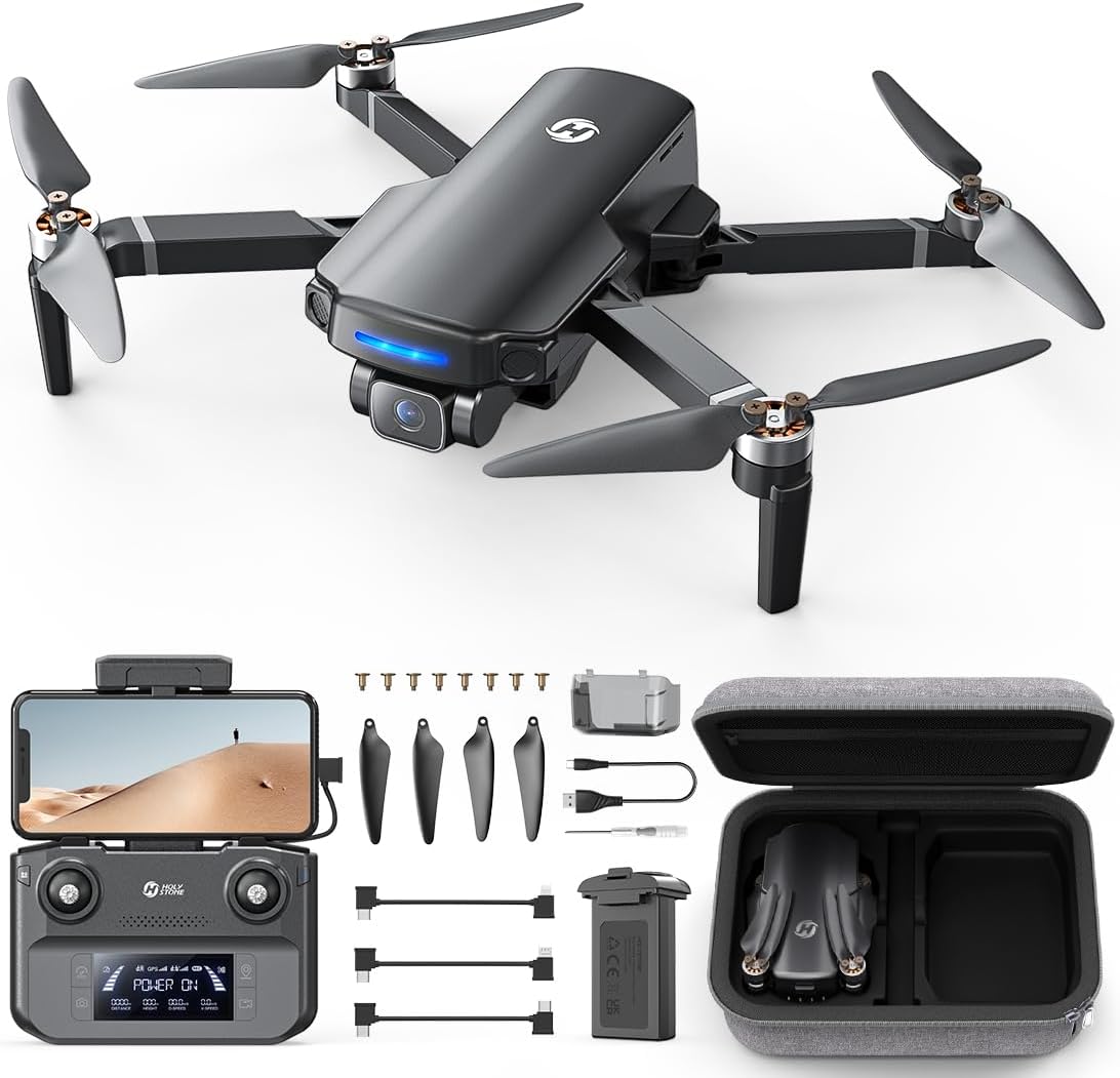 Drone GPS Holy Stone avec caméra 4K UHD pour adultes et débutants ; quadricoptère FPV RC pliable HS360S 249 g avec une portée de contrôle de 10 000 pieds, moteur sans balais, Follow Me, Smart Return Home, transmission 5G