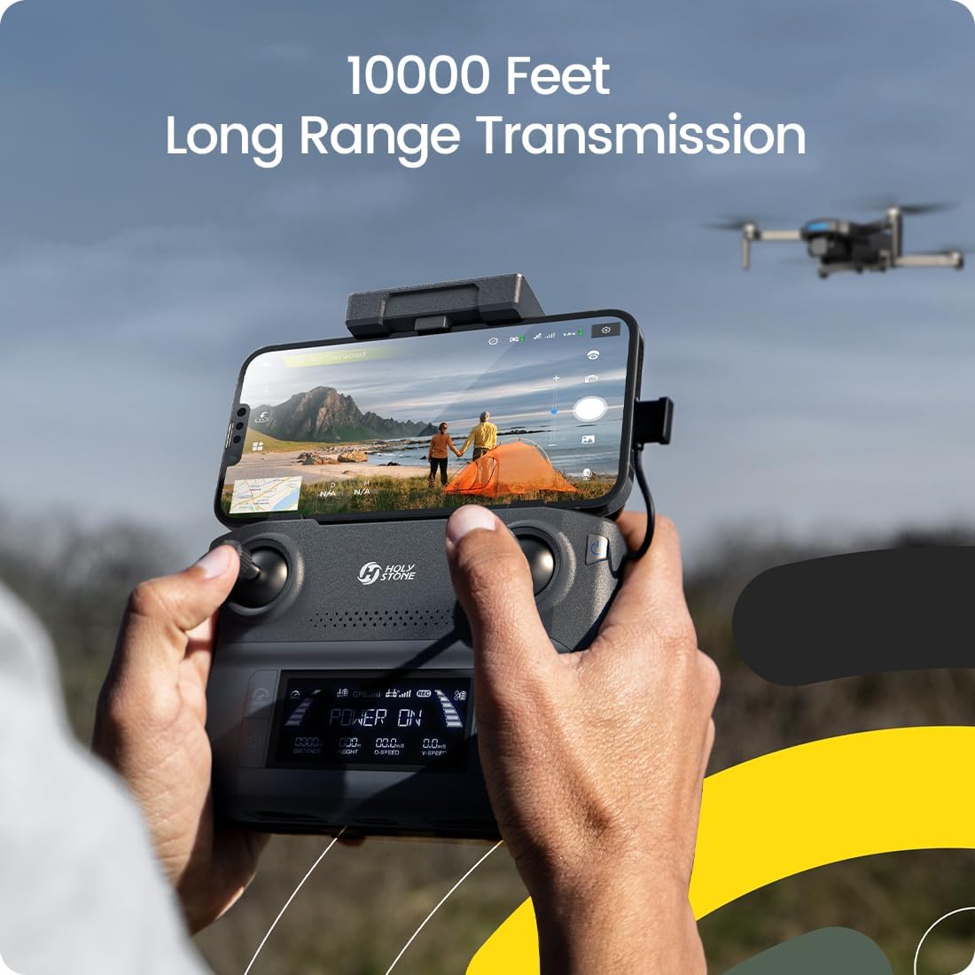 Drone GPS Holy Stone avec caméra 4K UHD pour adultes et débutants ; quadricoptère FPV RC pliable HS360S 249 g avec une portée de contrôle de 10 000 pieds, moteur sans balais, Follow Me, Smart Return Home, transmission 5G