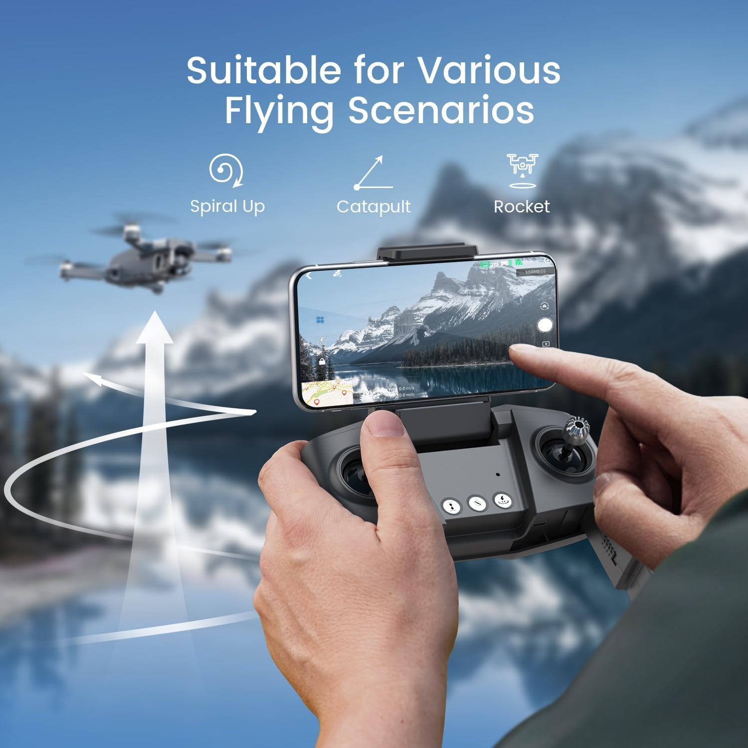 Droni Holyton con fotocamera per adulti 4k, drone HT50 con fotocamera telecomandata, GPS Quadcopter Auto Return, Follow Me, Brushless Motor, Circle Fly, Waypoint Fly, Altitude Hold, modalità Headless