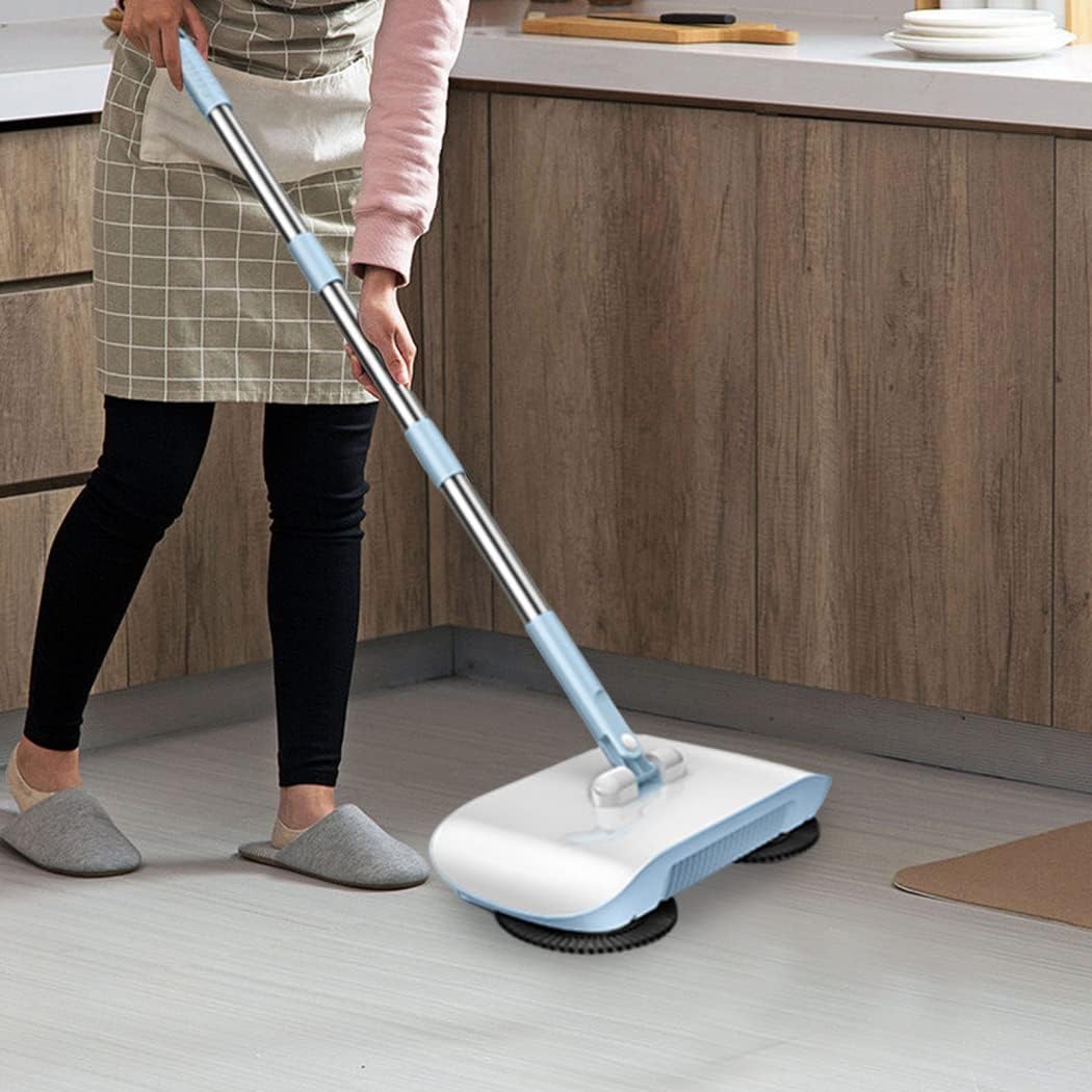 El İtmeli Süpürme Makinesi, 3'ü 1 Arada Ev Süpürgesi Elektrikli Süpürge, Kırıntı Süpürme Paspas, Ev Kullanımı için Kullanımı Kolay Mikrofiber Paspas Ev Temizleme Aracı (Mavi)