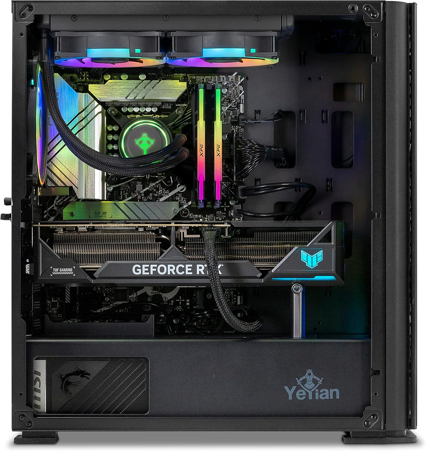 YEYIAN Odachi Gaming PC Desktop — Intel Core i7 13700KF 5,1 GHz (GT; i9 12900K), RTX 4070, 1 TB NVME-SSD, 16G DDR5 5600, 750-W-Gold-Netzteil, AC-WLAN, Windows 11 Home 192-Bit