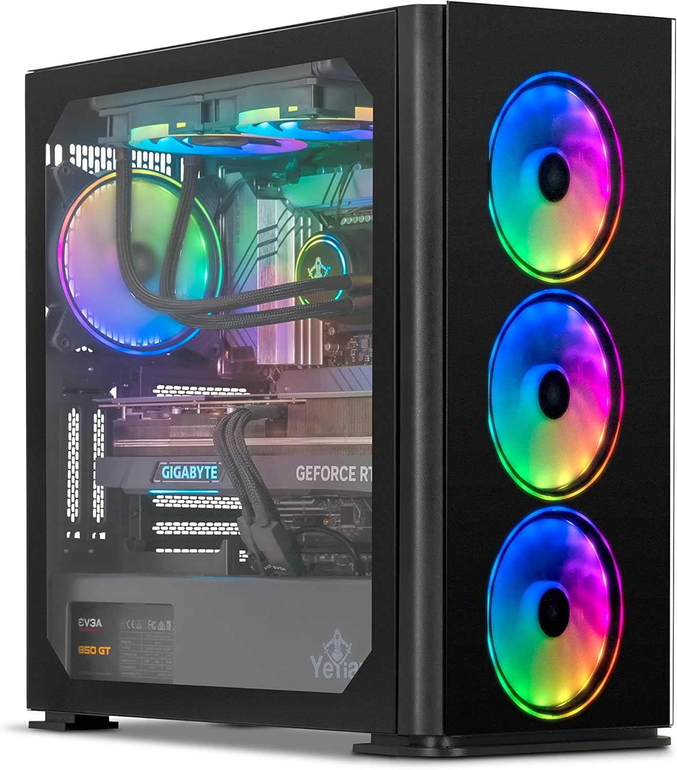 YEYIAN Yari II Gaming PC Desktop - GeForce RTX 4070 Graphics, 13th Gen Intel Core i7 13700F, 16GB DDR4 3200MHz Computer, 1TB NVMe SSD, Liquid Cooled, Windows 11 Home OS, Wi-Fi  Bluetooth · v2