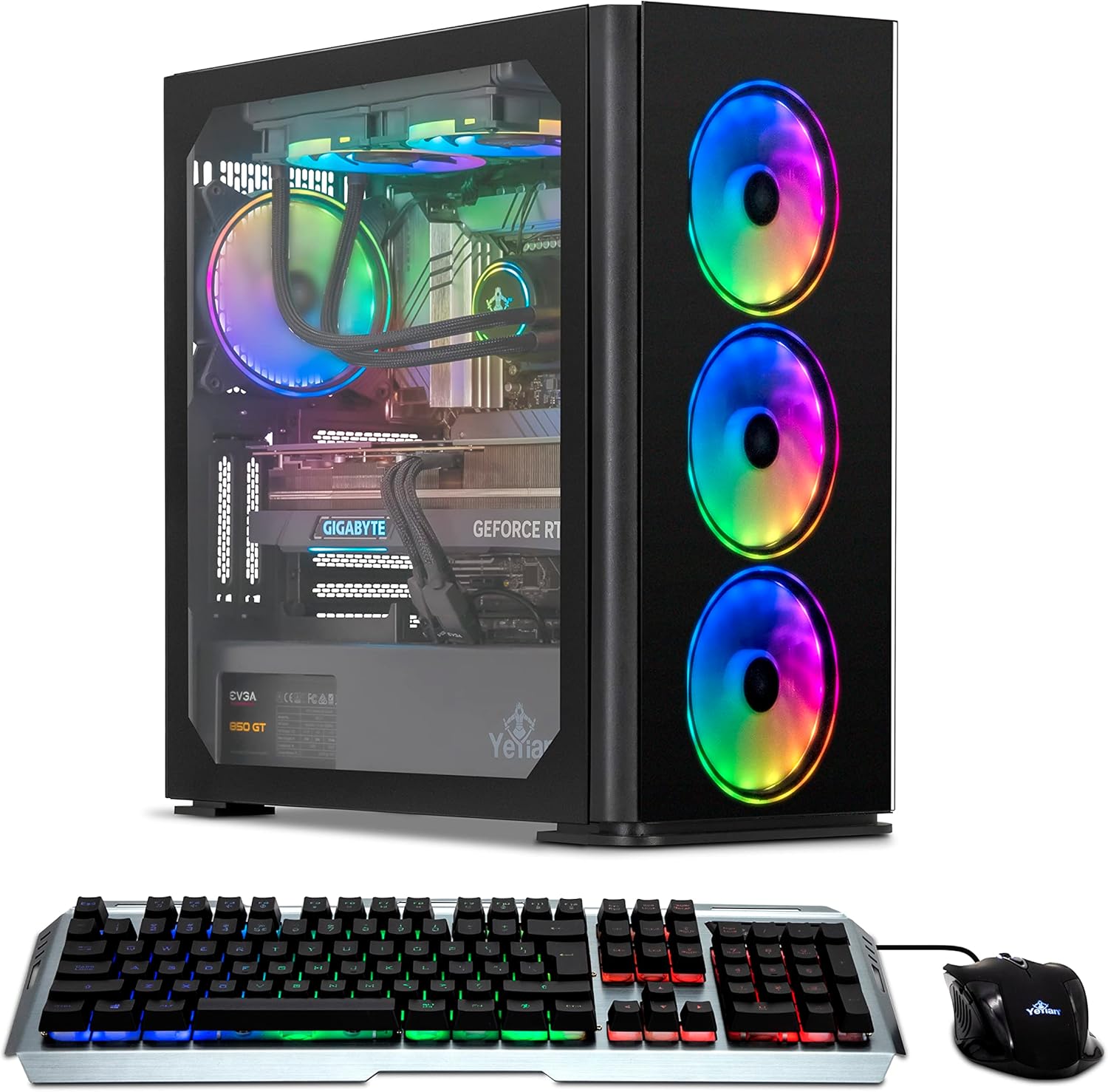 YEYIAN Yari II Gaming PC Desktop - GeForce RTX 4070 Graphics, 13th Gen Intel Core i7 13700F, 16GB DDR4 3200MHz Computer, 1TB NVMe SSD, Liquid Cooled, Windows 11 Home OS, Wi-Fi  Bluetooth · v2