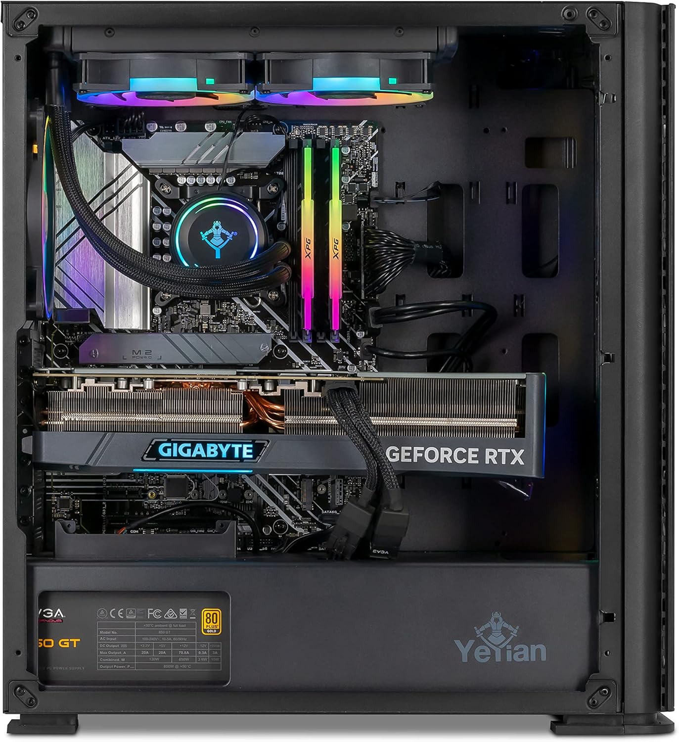 YEYIAN Yari II Gaming PC Desktop - GeForce RTX 4070 Graphics, 13th Gen Intel Core i7 13700F, 16GB DDR4 3200MHz Computer, 1TB NVMe SSD, Liquid Cooled, Windows 11 Home OS, Wi-Fi  Bluetooth · v2