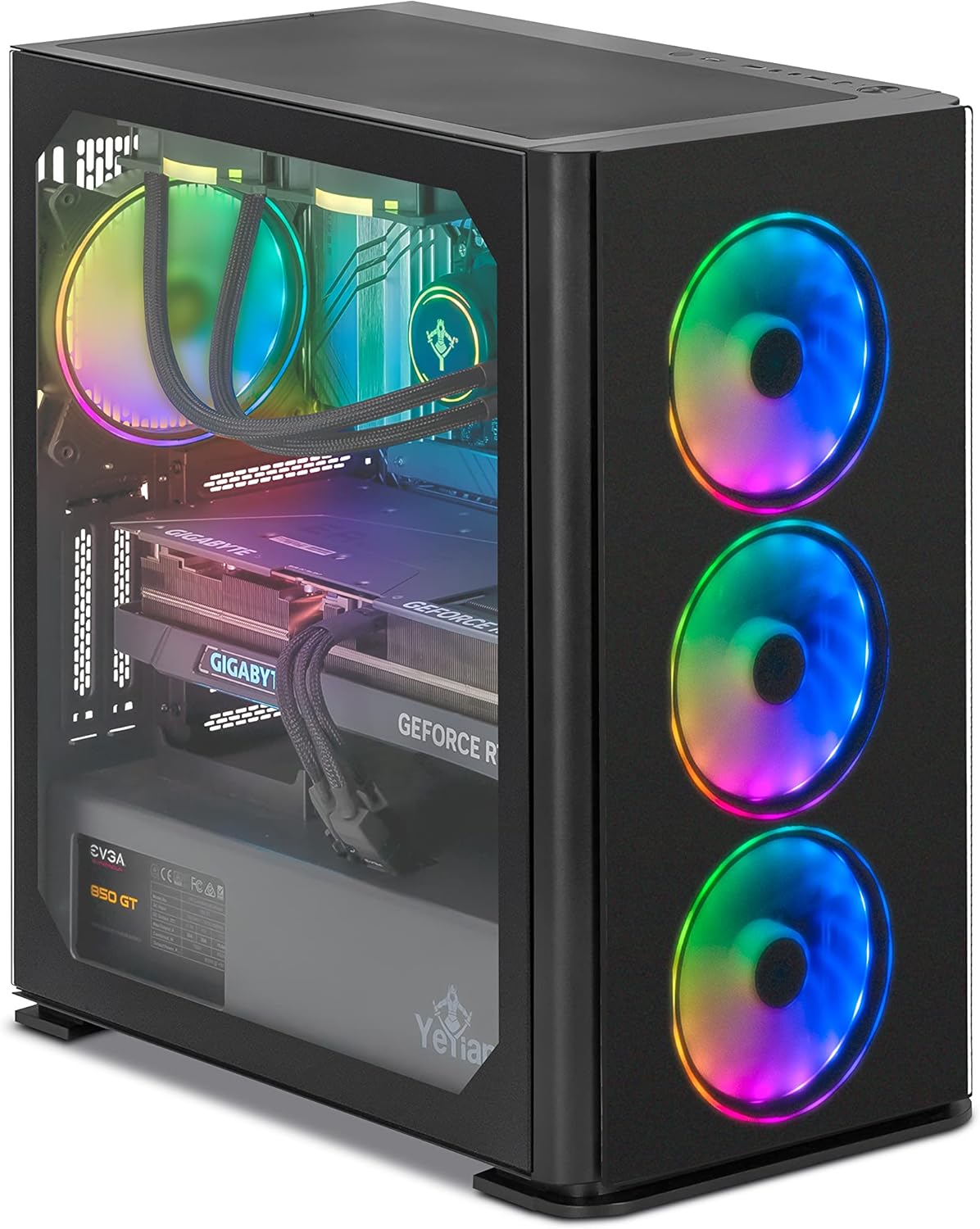 YEYIAN Yari II Gaming PC Desktop - GeForce RTX 4070 Graphics, 13th Gen Intel Core i7 13700F, 16GB DDR4 3200MHz Computer, 1TB NVMe SSD, Liquid Cooled, Windows 11 Home OS, Wi-Fi  Bluetooth · v2
