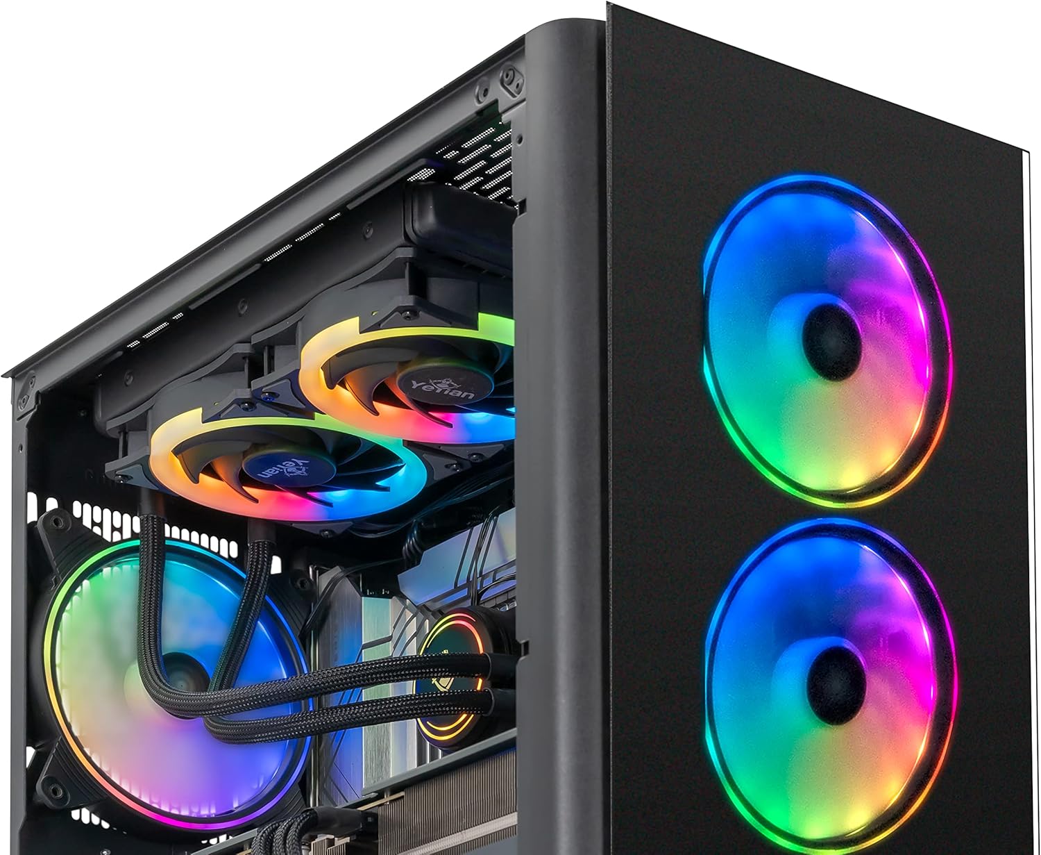 YEYIAN Yari II Gaming PC Desktop - GeForce RTX 4070 Graphics, 13th Gen Intel Core i7 13700F, 16GB DDR4 3200MHz Computer, 1TB NVMe SSD, Liquid Cooled, Windows 11 Home OS, Wi-Fi  Bluetooth · v2