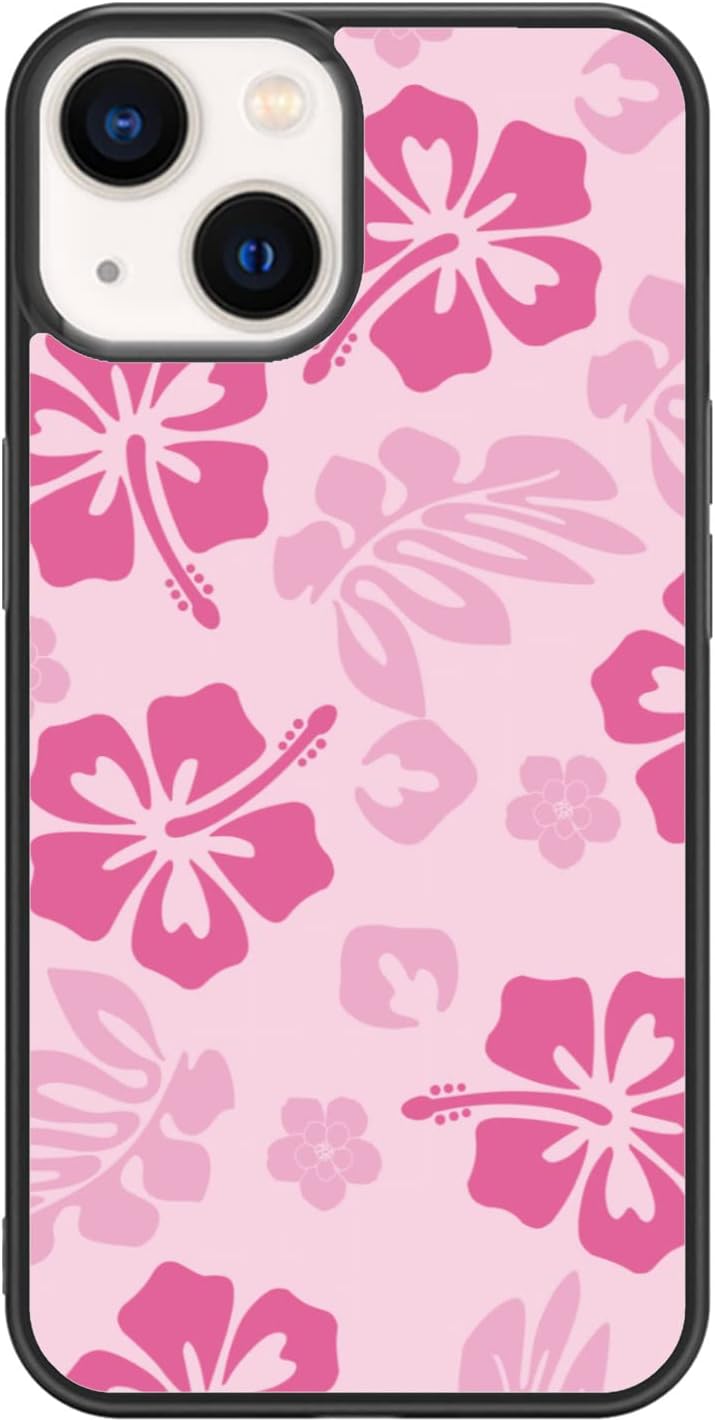 Custodia per telefono Pink Hibiscus compatibile con iPhone 13 da 6,1 pollici - Custodia protettiva antiurto in TPU con stampa floreale carina progettata per iPhone 13 Custodia per uomo ragazza donna