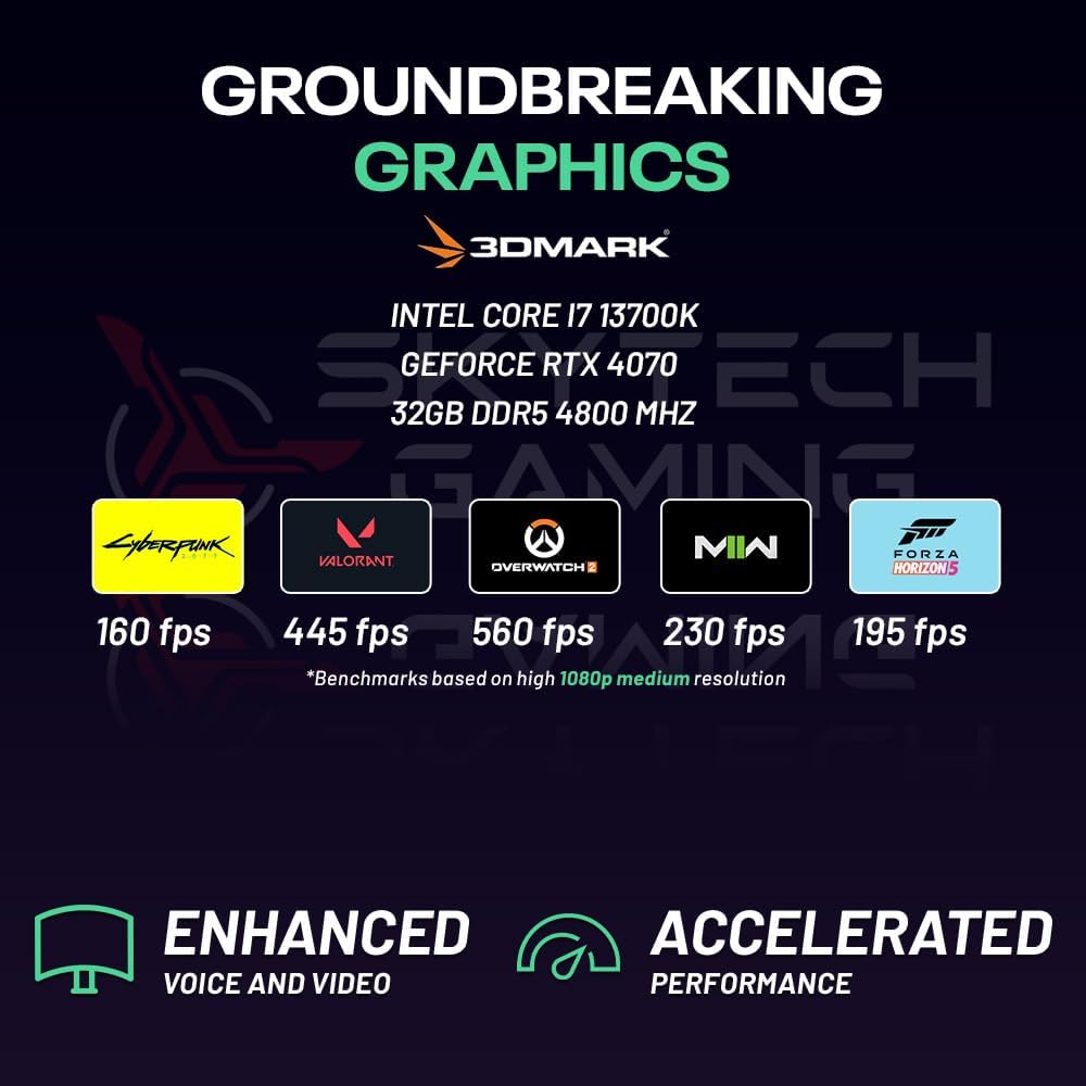 Komputer stacjonarny Skytech Gaming Chronos — Intel Core i7 13700K 3,4 GHz, NVIDIA RTX 4070, 1 TB NVME SSD, 32 GB DDR5 RAM RGB, 750 W złoty zasilacz, 360 mm AIO, 11 AC Wi-Fi, Windows 11 Home 64-bit, czarny