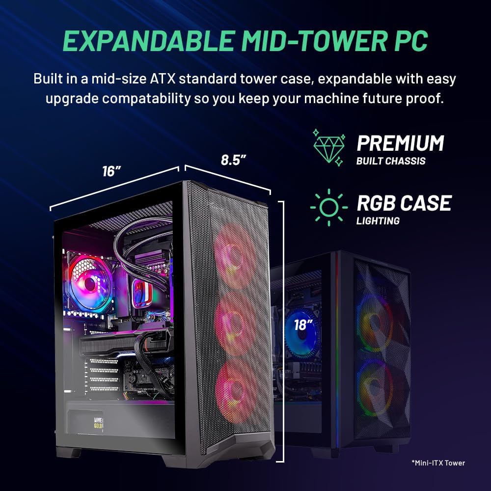 Komputer stacjonarny Skytech Gaming Chronos — Intel Core i7 13700K 3,4 GHz, NVIDIA RTX 4070, 1 TB NVME SSD, 32 GB DDR5 RAM RGB, 750 W złoty zasilacz, 360 mm AIO, 11 AC Wi-Fi, Windows 11 Home 64-bit, czarny