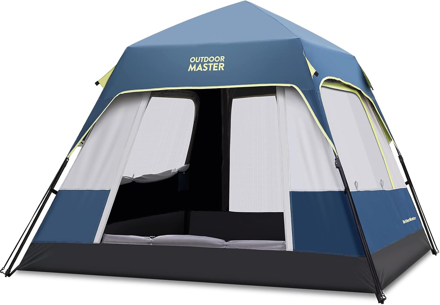 เต็นท์ตั้งแคมป์ OutdoorMaster เต็นท์ตั้งแคมป์สำหรับ 4/6 คนพร้อมเทคโนโลยีที่กำบังแสง กางง่ายใน 60 วินาที เต็นท์พับกันฝนพร้อมผ้าคลุมกันฝนด้านบน เต็นท์แบบกางทันที