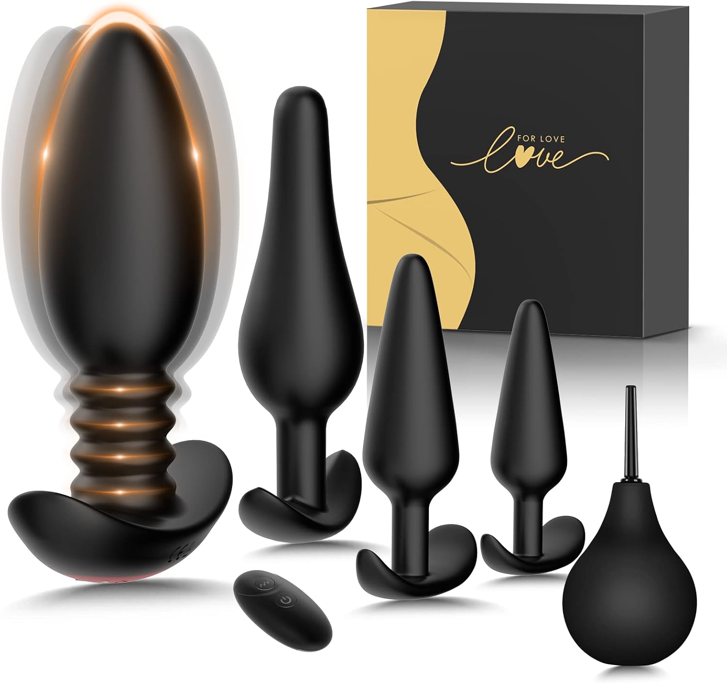 5PCS Vibrating Butt Plug Set Anal Plug Training Kit, Prostate Massager Anal Vibrator with 10 Vibration Modes, Remote Control Anal Dildo Toy Male Adult Sex Toys for Men Women or Couple Pleasure · v3