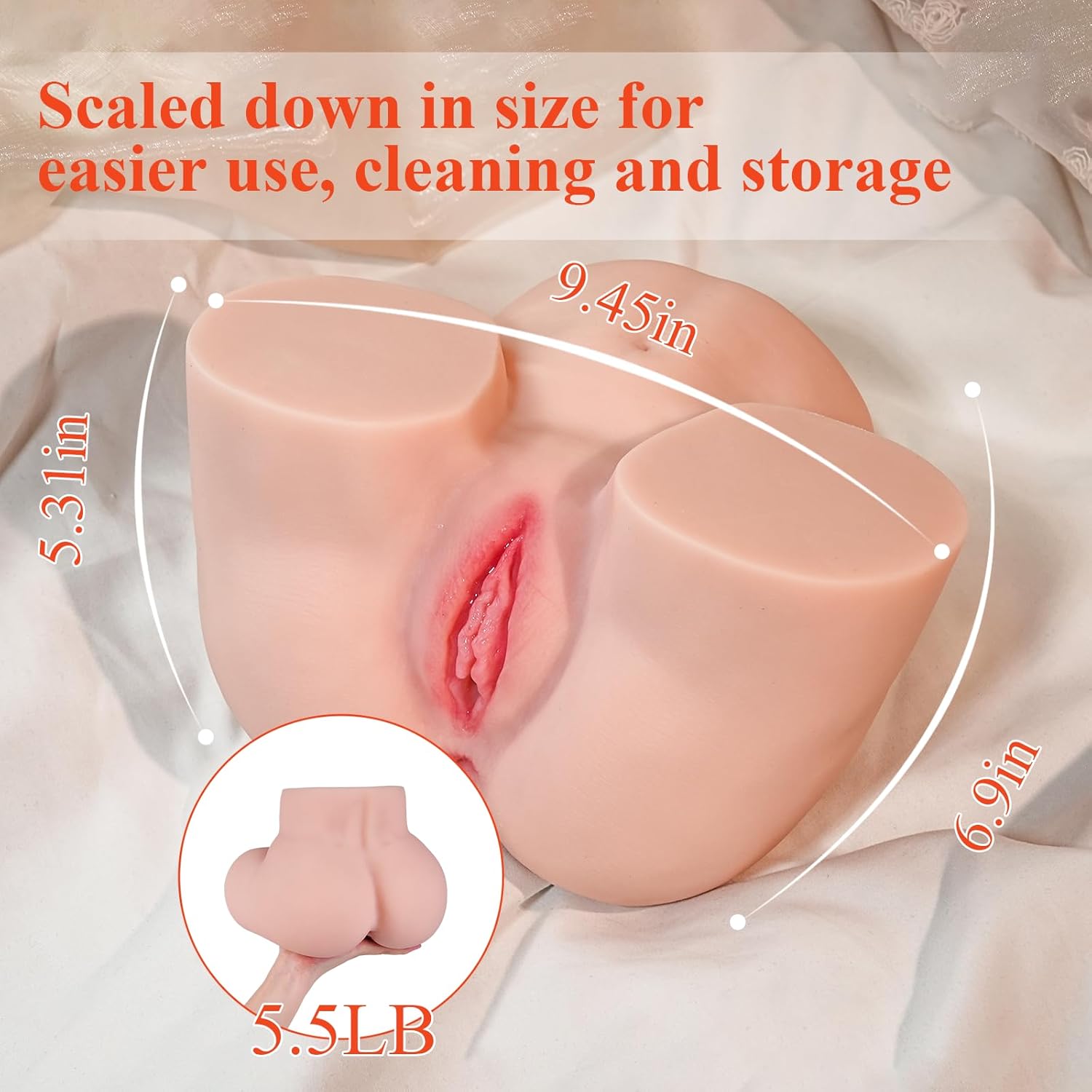 TANTALY 5,5 LB Sexpuppe Männliche Sexpuppen Einstiegs-Arschtaschen-Pussy Sexspielzeug für Erwachsene für Männer, Realistischer weiblicher Torso für Erwachsene, Mini-Hinternstreicheln mit enger vaginaler, analer Hüfte, männlicher Masturbator Brandi Fair