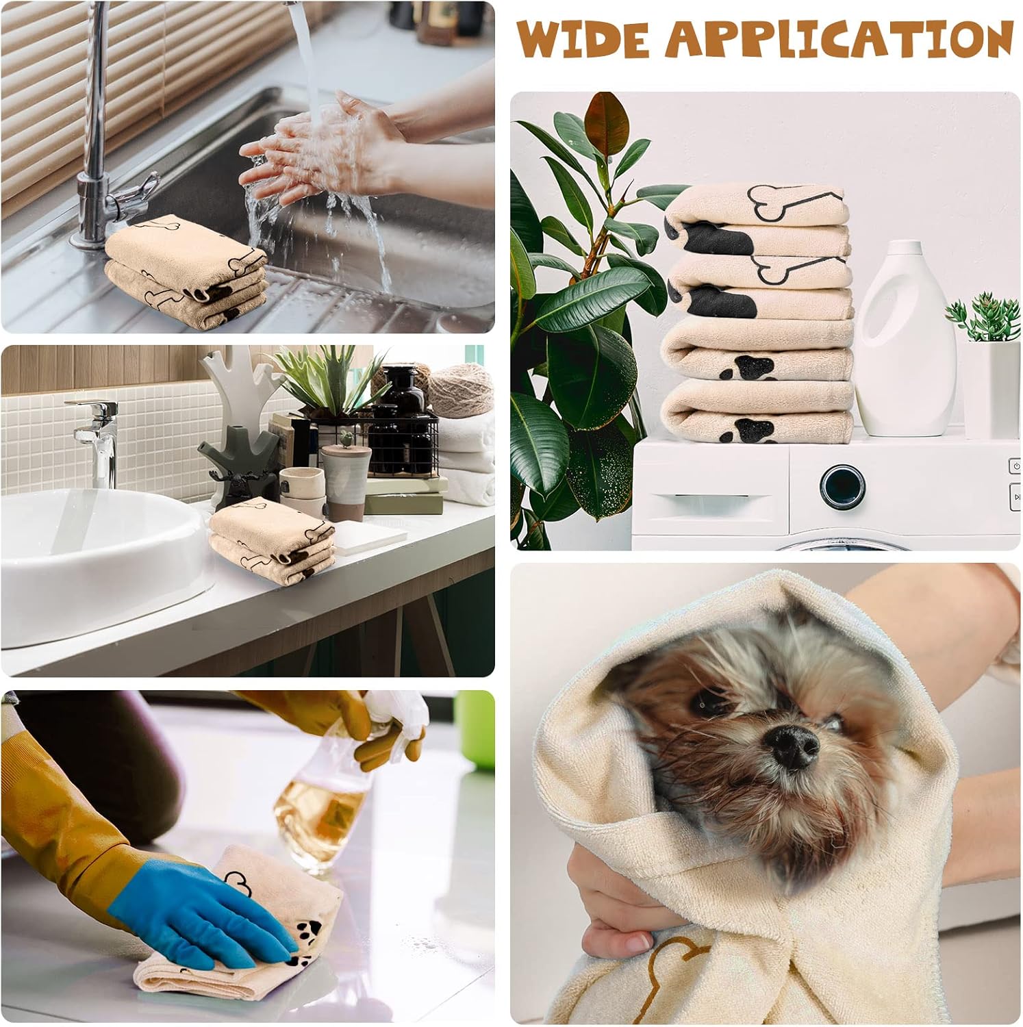 Chumia 4 Pcs Dog Towels for Drying Dogs Puppy Towel Bulk Microfiber Absorbent Towel Pet Bathing Supplies Quick Drying Paw Towel for Medium Dogs Cats Pets Shower (Light Brown,24 x 40 Inch)