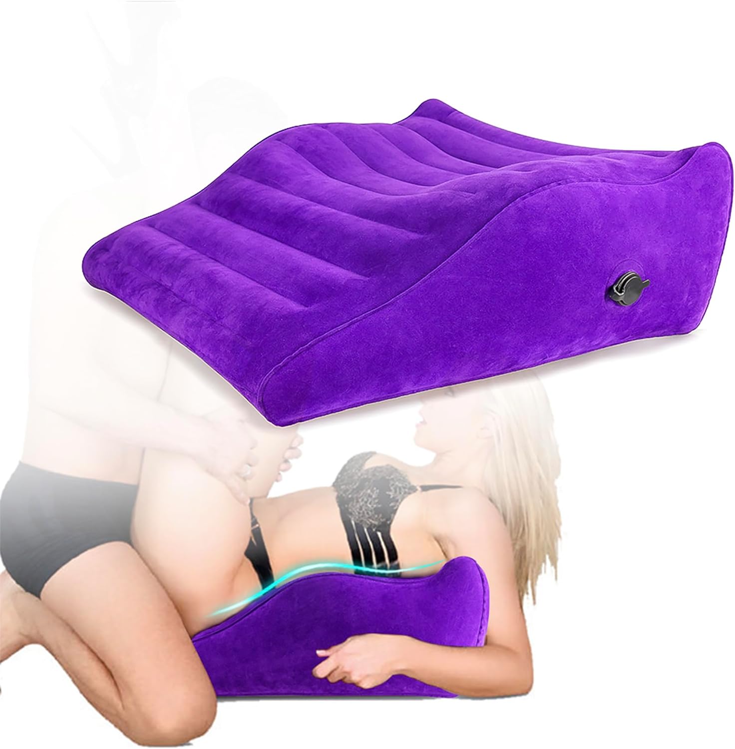 Curved Sex Pillow, Sex Toy Sex Furniture Inflatable, Velvety Sex Cushion Sex Position Pillow, Sex Toys for Couples Comfort, Deeper Penetration Couples Sex Toys Purple Pillow for Bedroom · v2