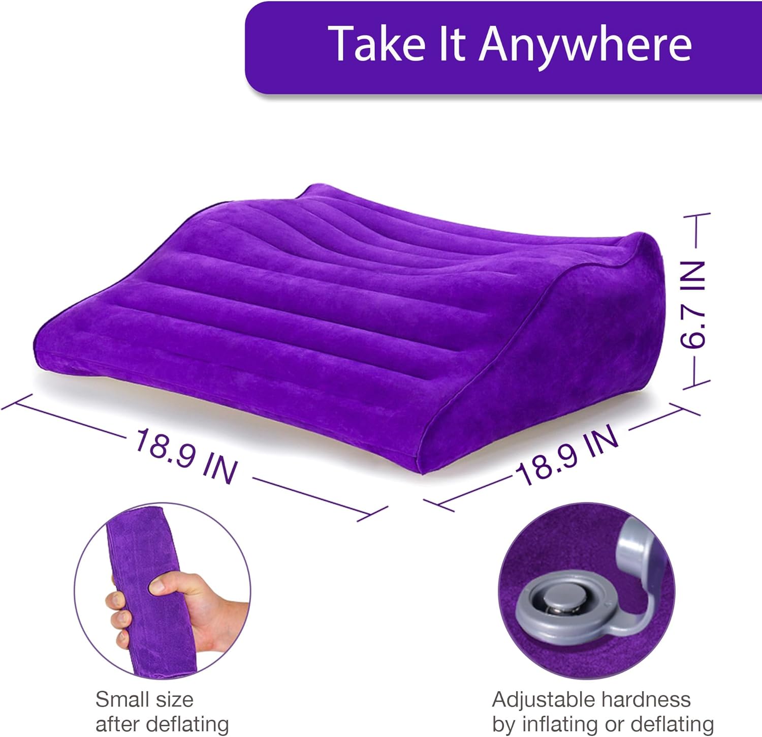 Curved Sex Pillow, Sex Toy Sex Furniture Inflatable, Velvety Sex Cushion Sex Position Pillow, Sex Toys for Couples Comfort, Deeper Penetration Couples Sex Toys Purple Pillow for Bedroom · v2