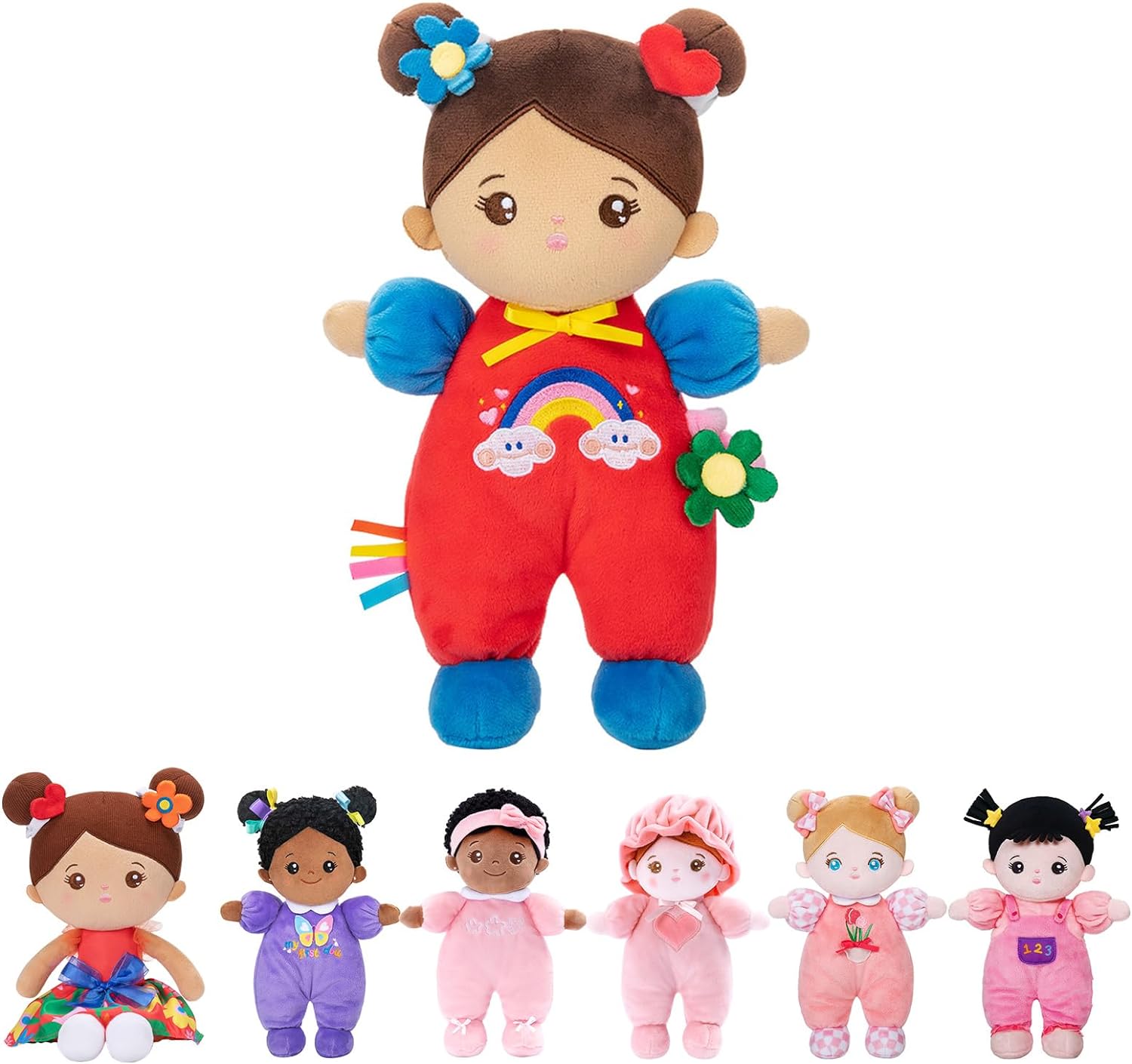 OUOZZZ Soft Baby Doll for Girls - First Hispanic Baby Doll Plush Rag Latino Doll Sleeping Cuddle Buddy Brown Skin Doll Toy for Kids 10 · v2