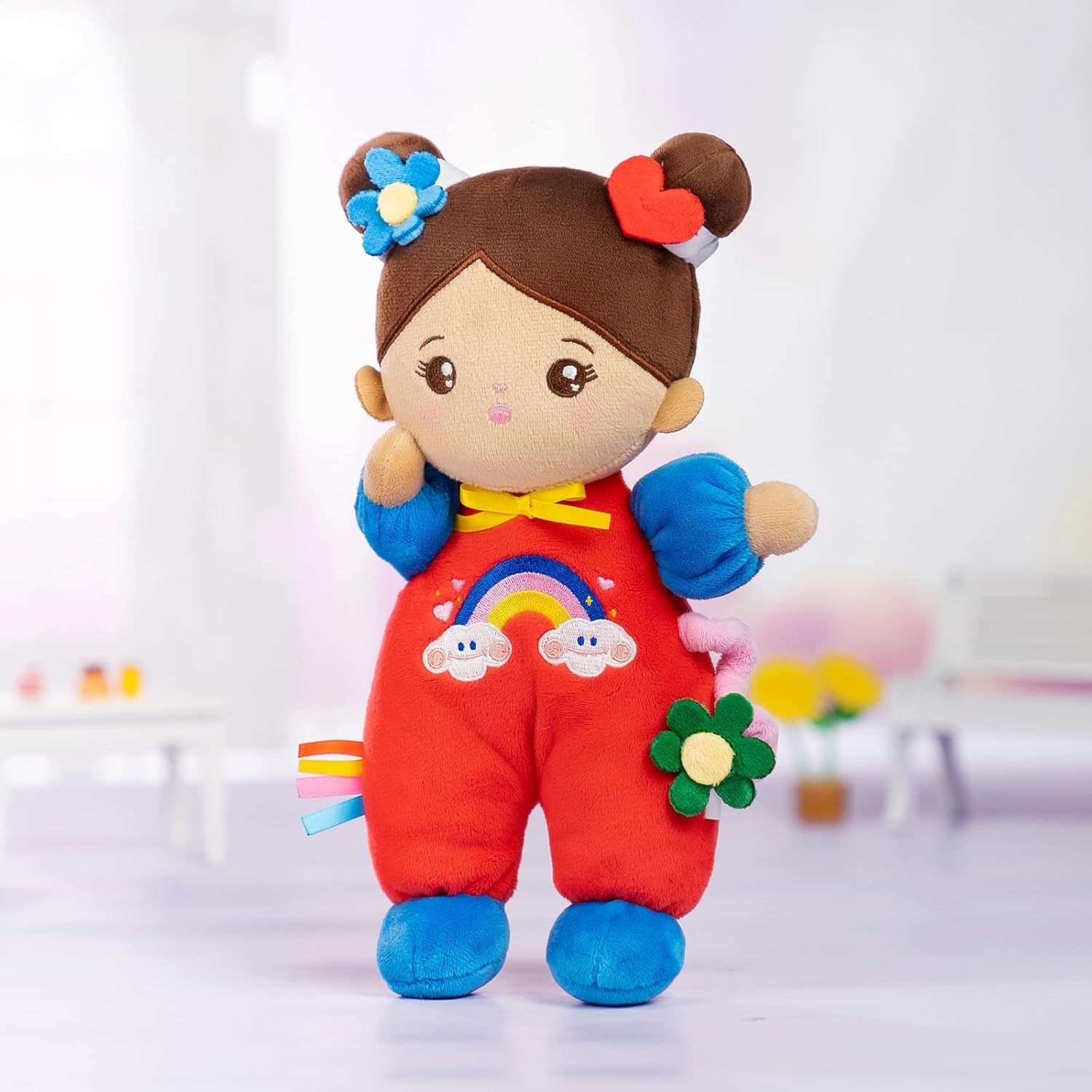 OUOZZZ Soft Baby Doll for Girls - First Hispanic Baby Doll Plush Rag Latino Doll Sleeping Cuddle Buddy Brown Skin Doll Toy for Kids 10 · v2