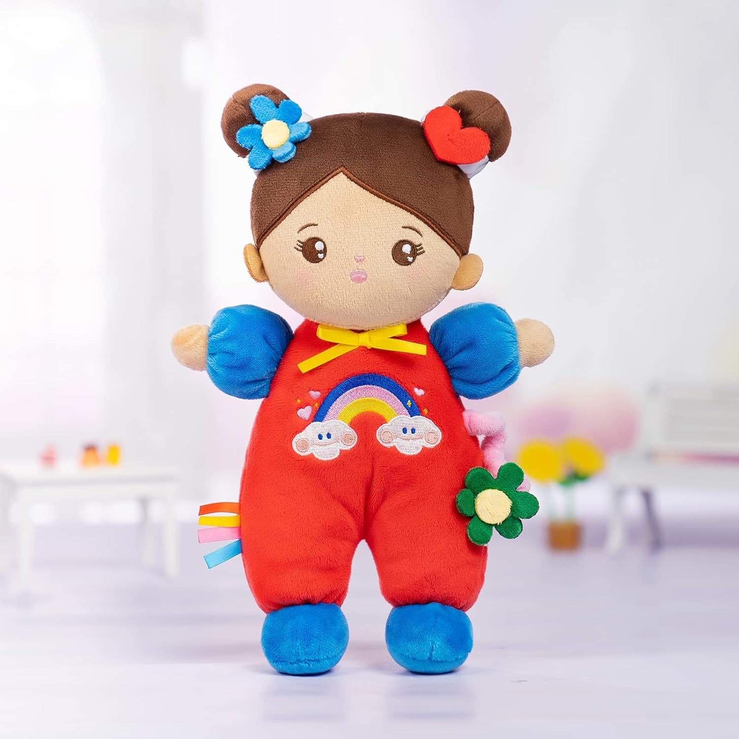 OUOZZZ Soft Baby Doll for Girls - First Hispanic Baby Doll Plush Rag Latino Doll Sleeping Cuddle Buddy Brown Skin Doll Toy for Kids 10 · v2
