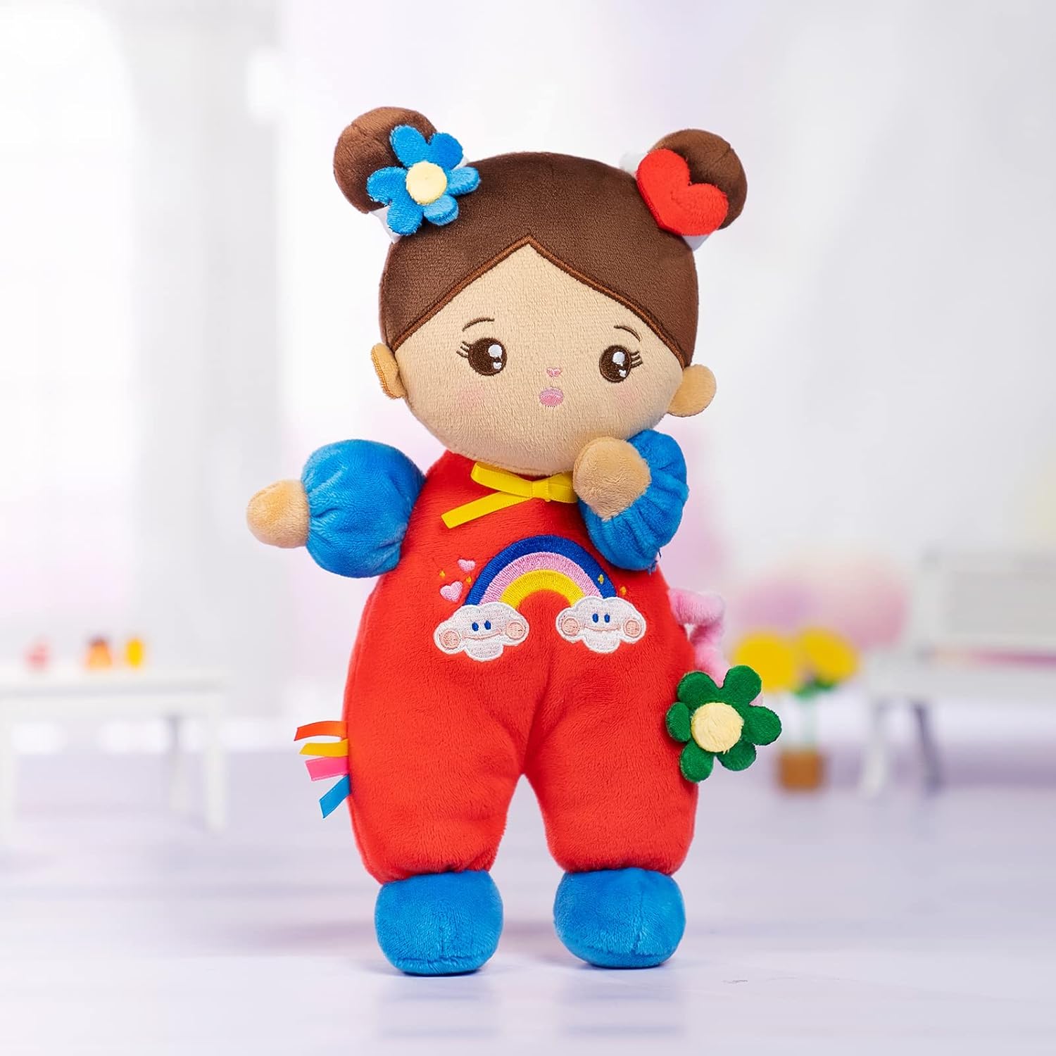 OUOZZZ Soft Baby Doll for Girls - First Hispanic Baby Doll Plush Rag Latino Doll Sleeping Cuddle Buddy Brown Skin Doll Toy for Kids 10 · v2