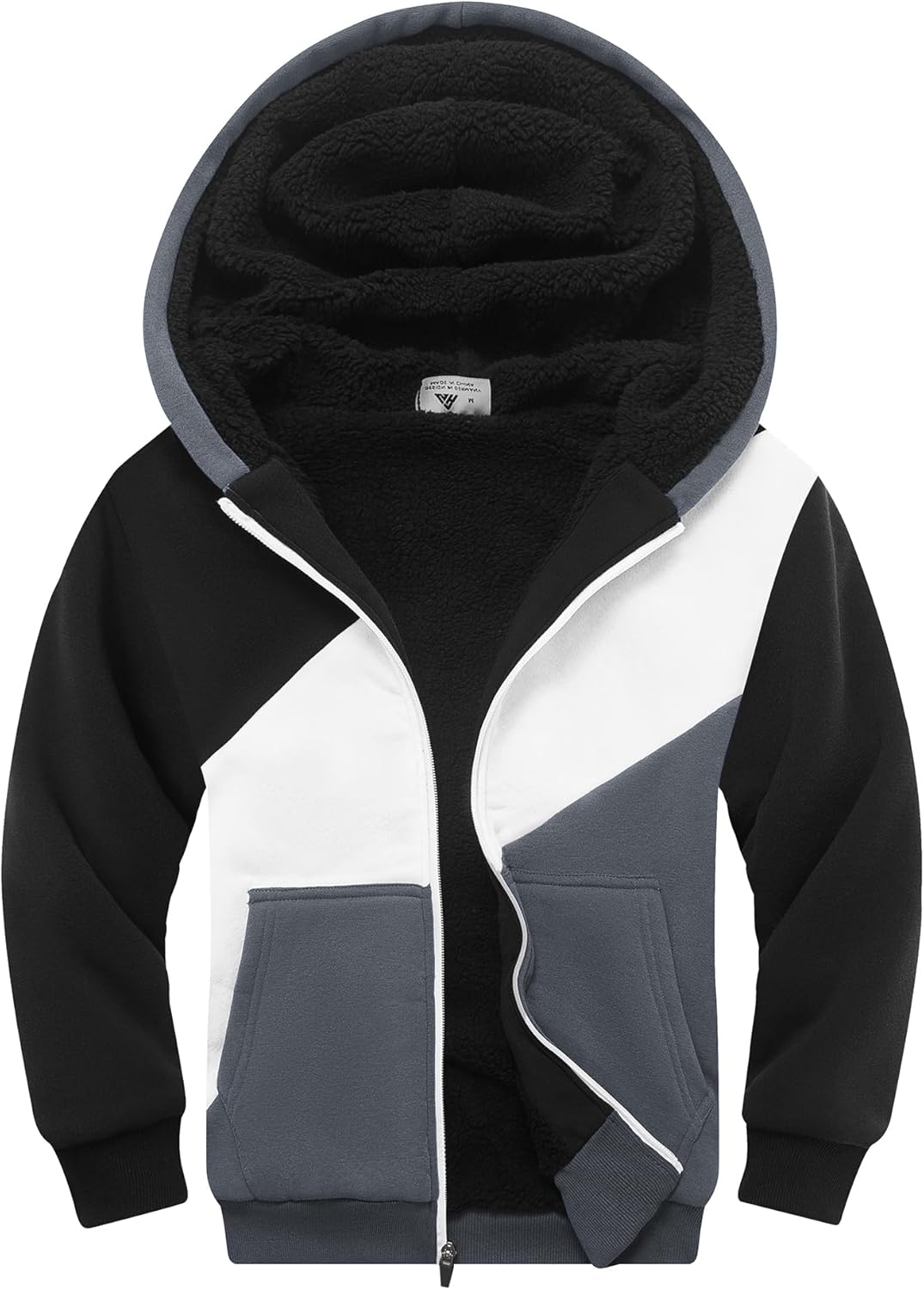 Jaket Anak Laki-laki SWISSWELL Fleece Lined Hoodie Lengan Panjang Zip up Sweatshirt Hangat Lembut Pakaian Luar untuk Anak-anak