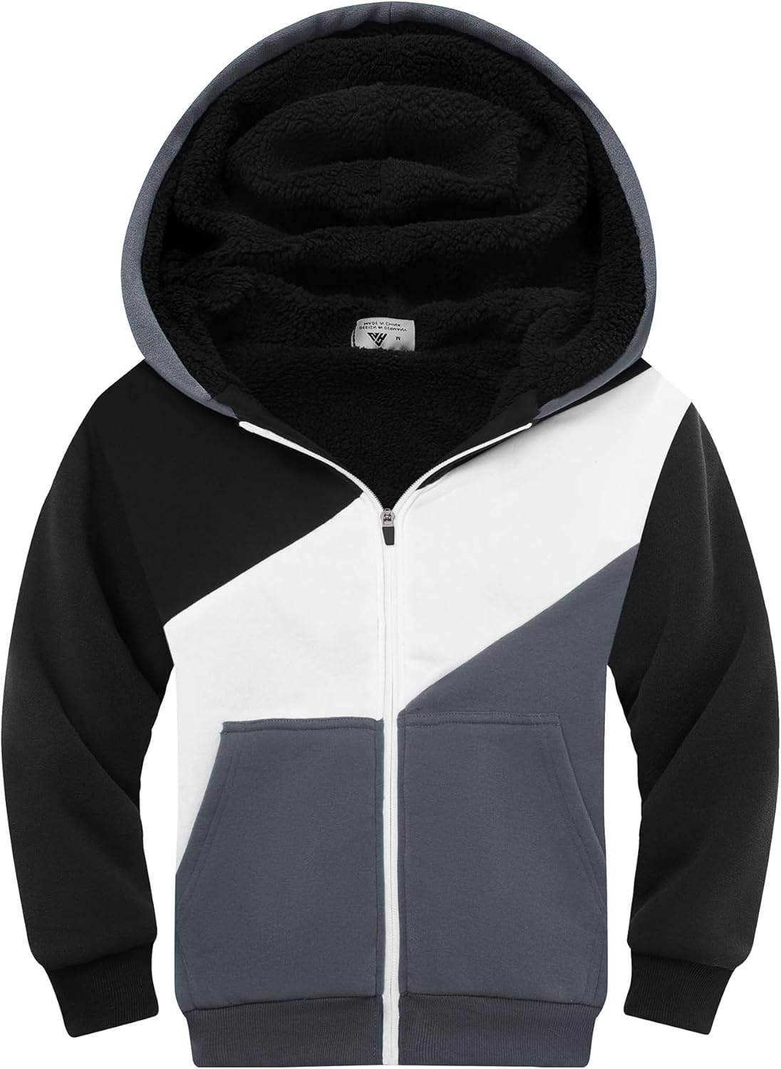 SWISSWELL Boy Jacket Fleece Lined Hoodie Long Sleeve Zip up Soft Warm Sweatshirt Outerwear for Kids