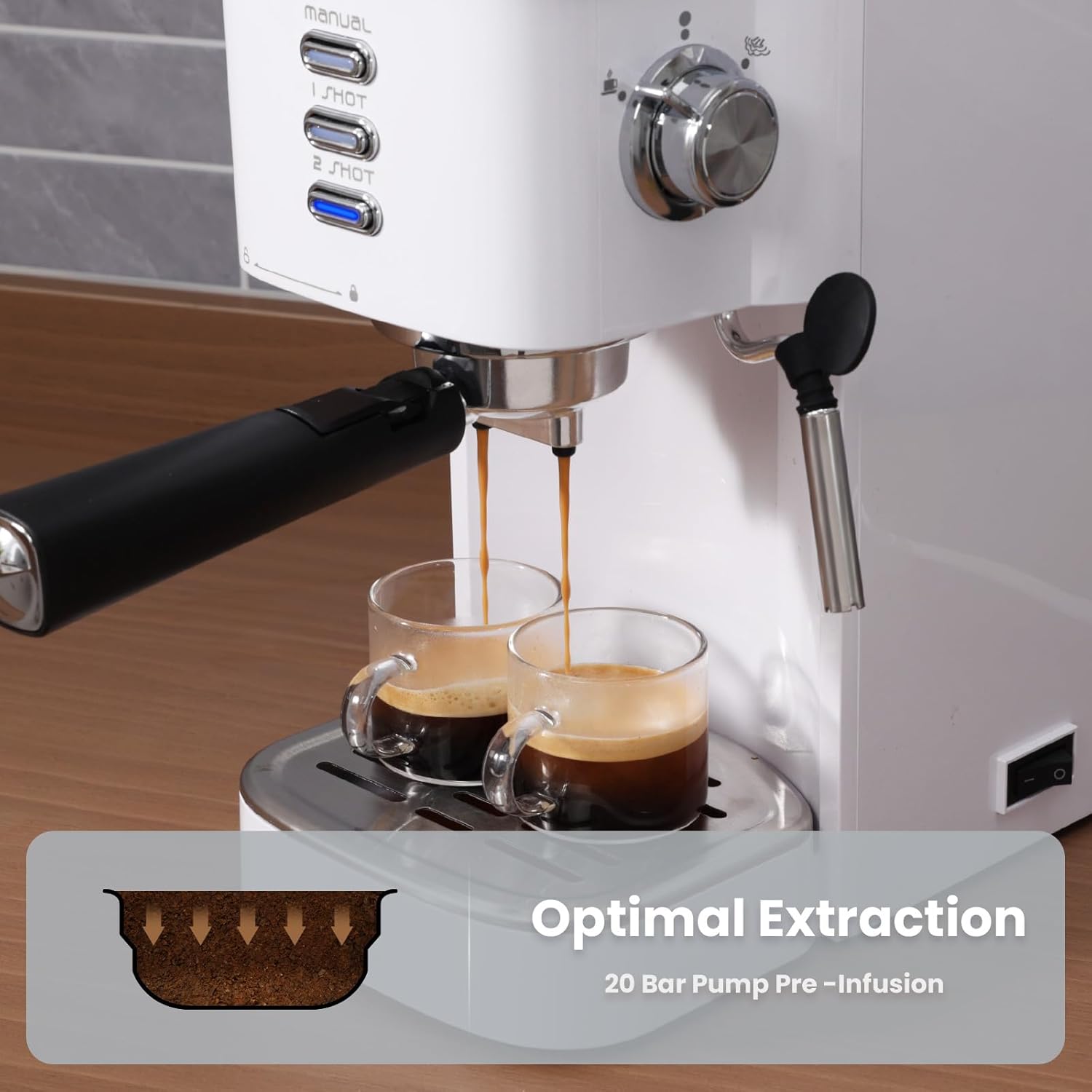 Gevi Espresso Machine 20 Bar High Pressure,Compact Espresso Maker with Milk Frother Steam Wand,Cappuccino,Latte Maker with Adjustable Shot Volume for Home,Gift for Coffee Lover · v9
