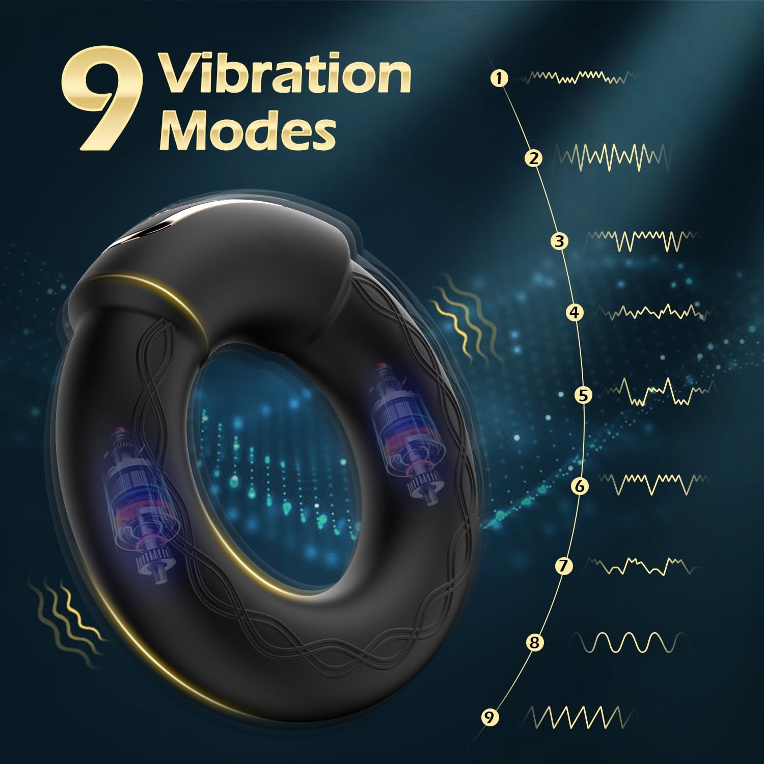 Vibrating Cock Ring, 9 Vibrations with Heating Penis Ring Vibrator Sex Toys for Men, Adult Toys Vibrating Penis Ring Male Sex Toys, Cock Ring Vibrator Couples Sex Toys, Adult Sex Toys  Games · v2