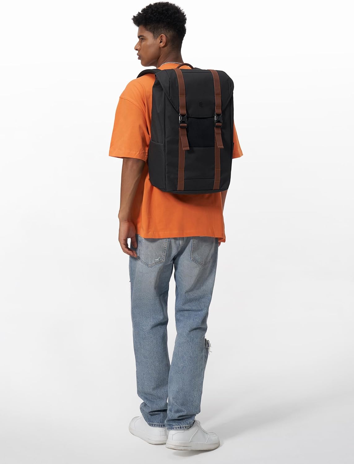 tomtoc Flap Laptop Backpack, Lightweight, Water-Resistant Casual Daypack, Durable Work-pack, Vintage Classic Rucksack for 13-15.6 Inch Laptop, perfect for Campus, Street, 22L Black · v3