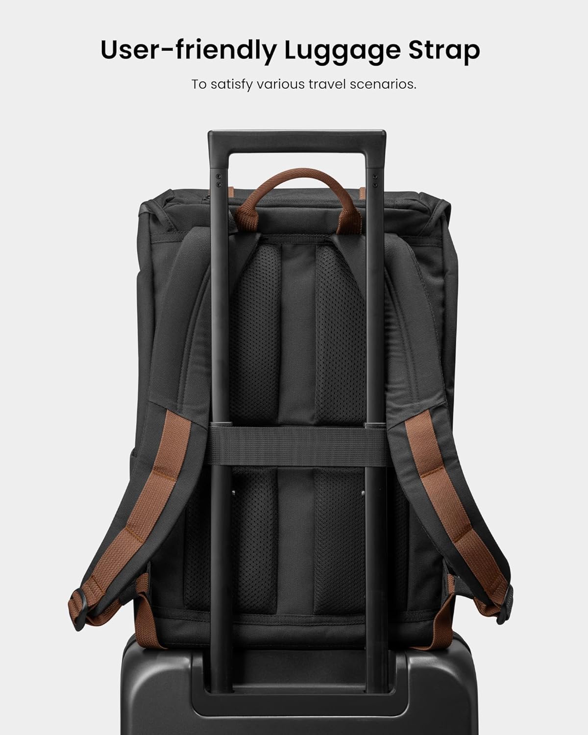 tomtoc Flap Laptop Backpack, Lightweight, Water-Resistant Casual Daypack, Durable Work-pack, Vintage Classic Rucksack for 13-15.6 Inch Laptop, perfect for Campus, Street, 22L Black · v3