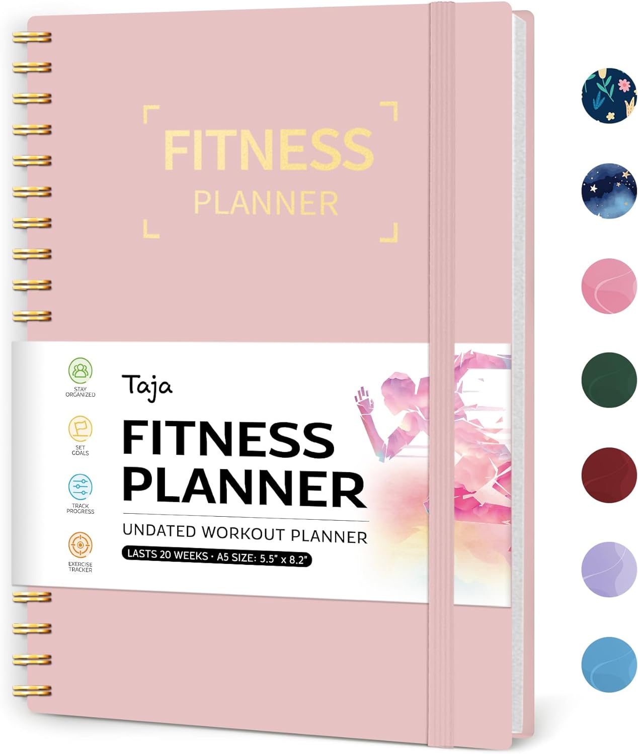 Kadın Erkekler için Fitness Egzersiz Günlüğü, A5 (5.5 x 8.2") Sağlık Hedeflerinizi İzlemek, İlerlemek ve Sağlıklı Yaşamak için Egzersiz Günlük Kitabı Planlayıcı-Pembe