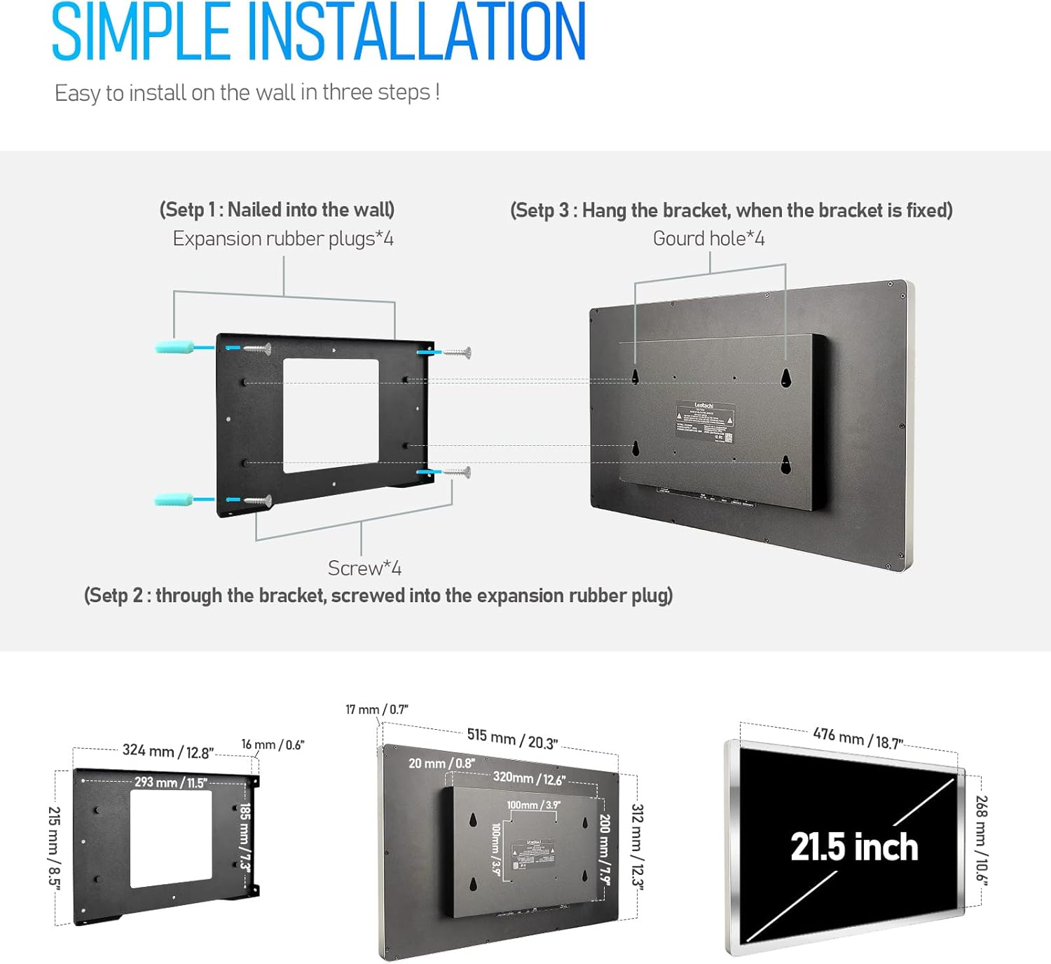 21.5 inch Touch Screen Mirror IP66 Waterproof TV for Bathroom Shower - Support 360° Rotation, 500 nits High Brightness Full HD 1080P LED Built-in Android OS WiFi/LAN/USB/BT/HDMI(Silver) · v7