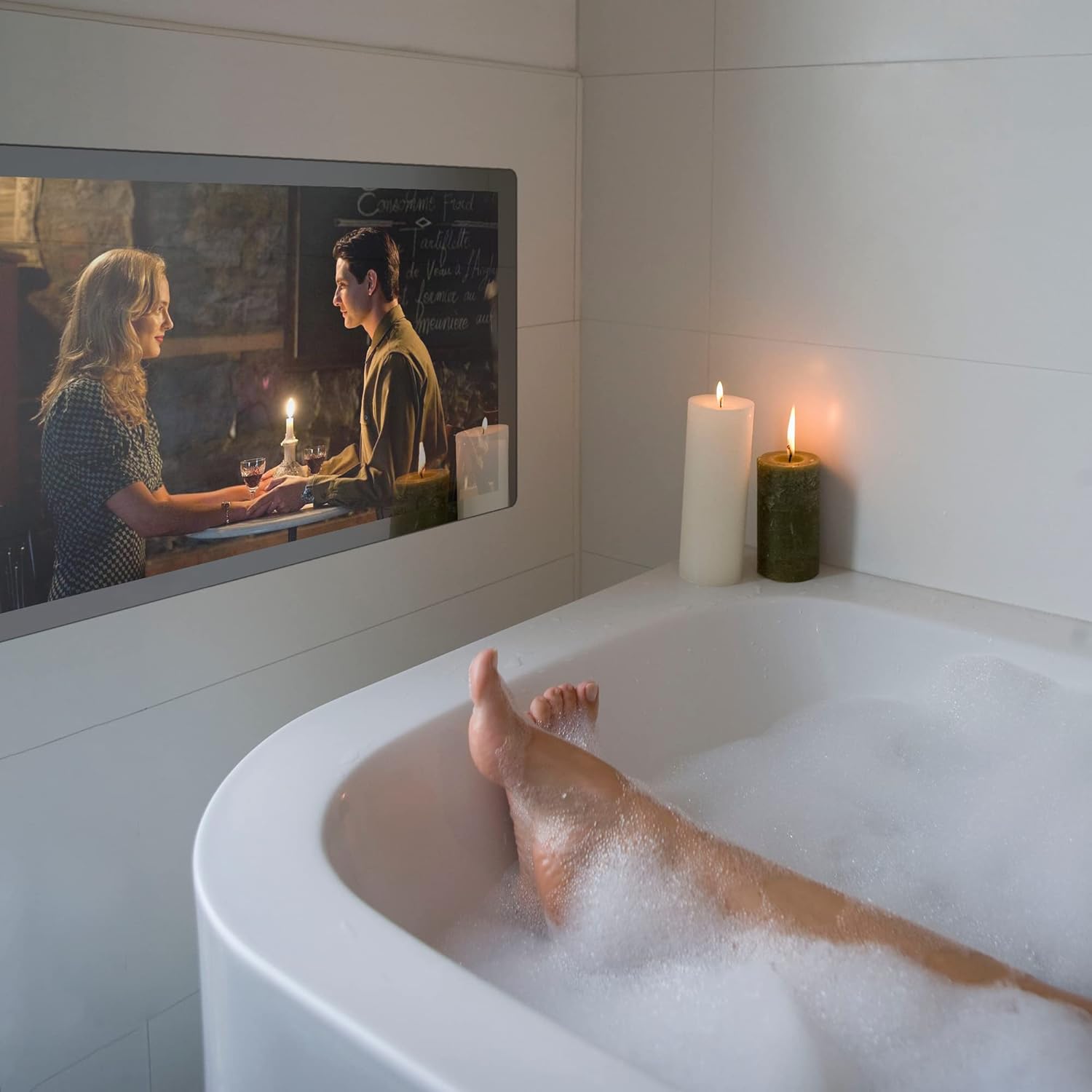 21.5 inch Touch Screen Mirror IP66 Waterproof TV for Bathroom Shower - Support 360° Rotation, 500 nits High Brightness Full HD 1080P LED Built-in Android OS WiFi/LAN/USB/BT/HDMI(Silver) · v7